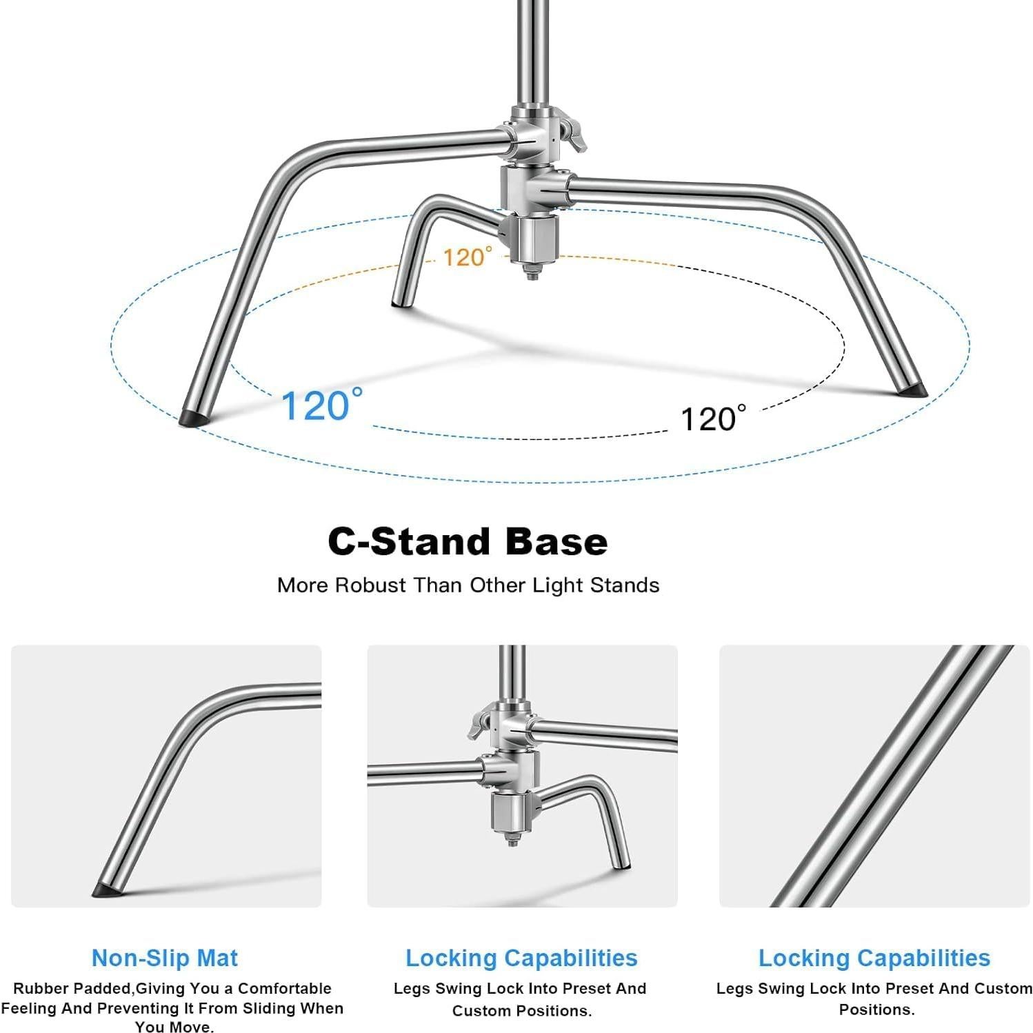 Soporte de Luz Ajustable Soonpho C-Stand 3.3m con Ruedas