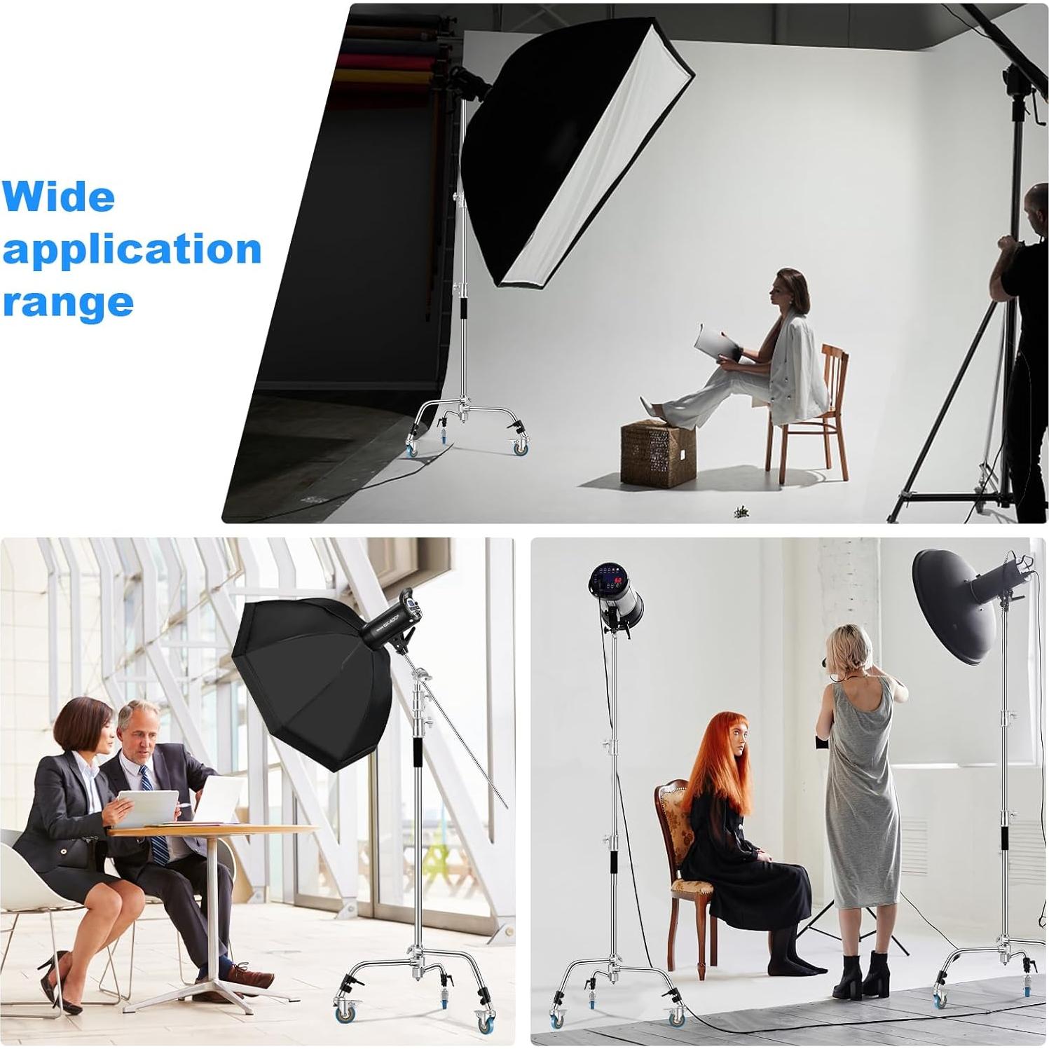 Soporte de Luz Ajustable Soonpho C-Stand 3.3m con Ruedas