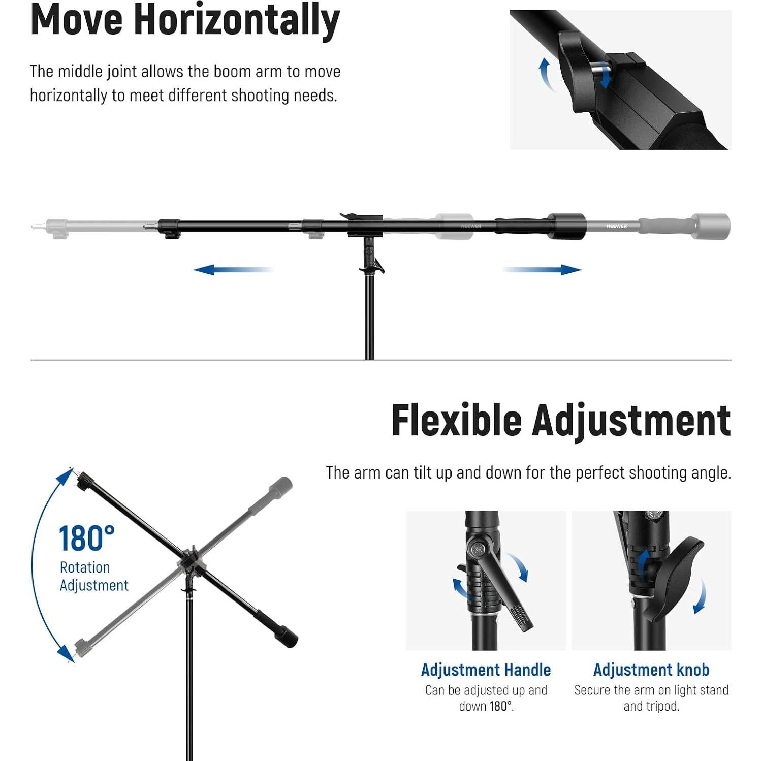 Soporte de Luz NEEWER Ajustable 3m con Brazo y Contrapeso