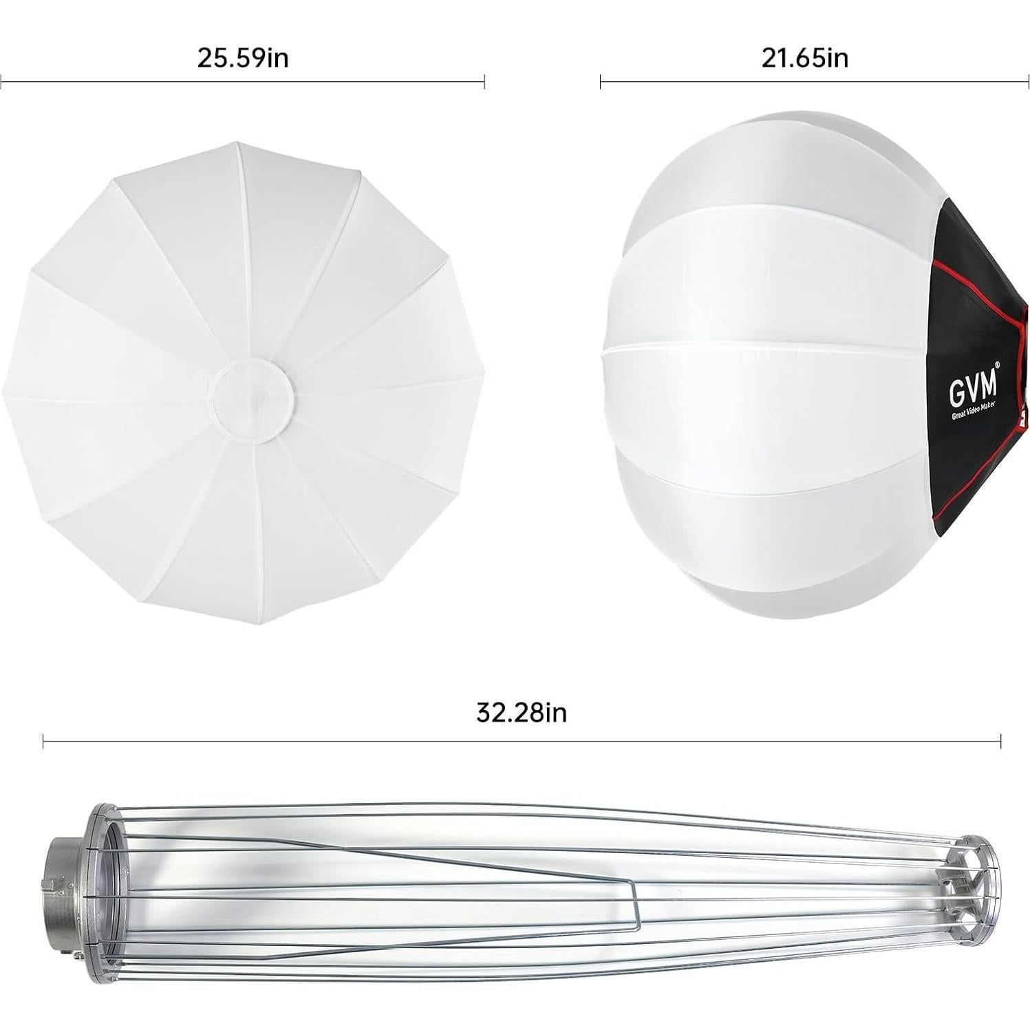 GVM 26inch/65cm Lantern Softbox Soft Light Modifier, Quick-Setup Quick-Folding Light Softbox for GVM SD80D SD200B SD300B SD400B SD500B SD650B and Other Bowens Mount Light