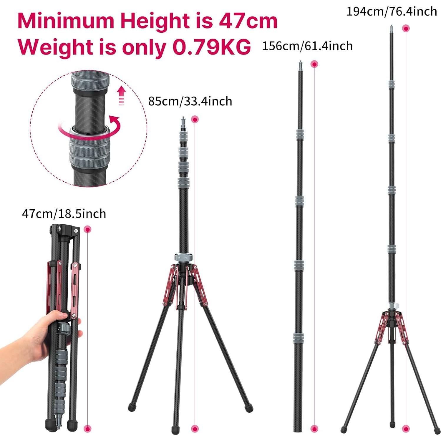 Soporte de Luz ULANZI MT-49 de Fibra de Carbono 194cm