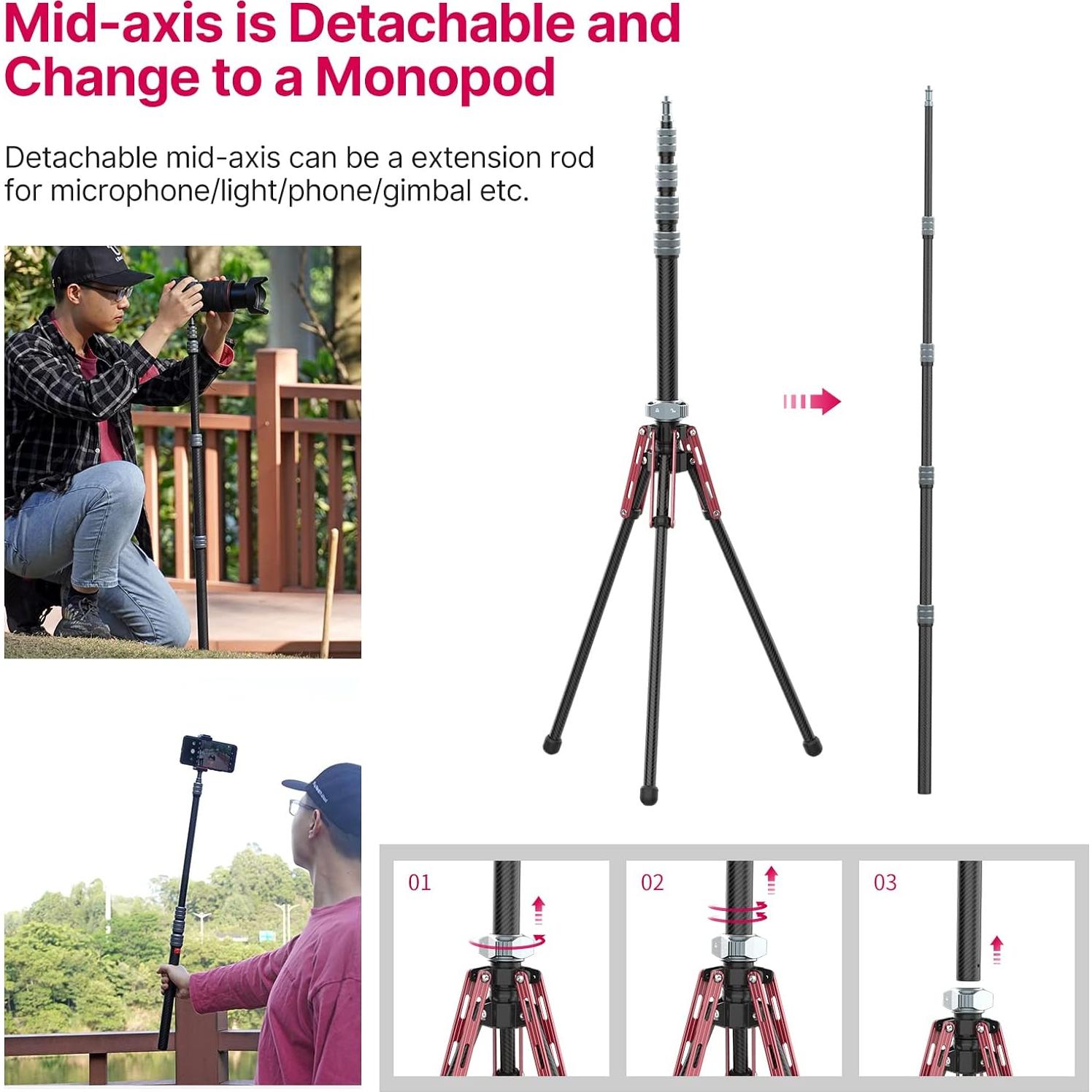 Soporte de Luz ULANZI MT-49 de Fibra de Carbono 194cm