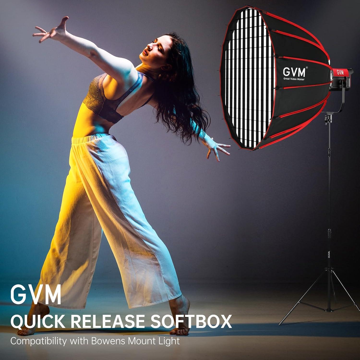 Softbox Parabólico GVM 90cm con Rejilla de Panal para Bowens