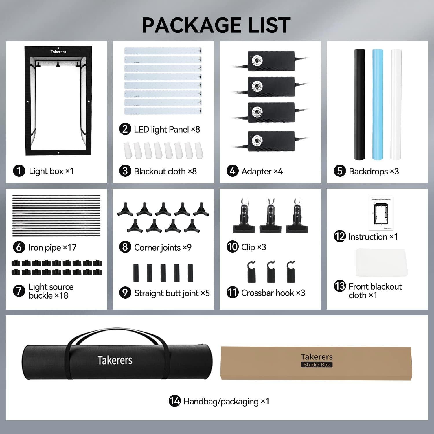 Estudio Fotográfico Takerers 119x99x198 cm con Iluminación LED