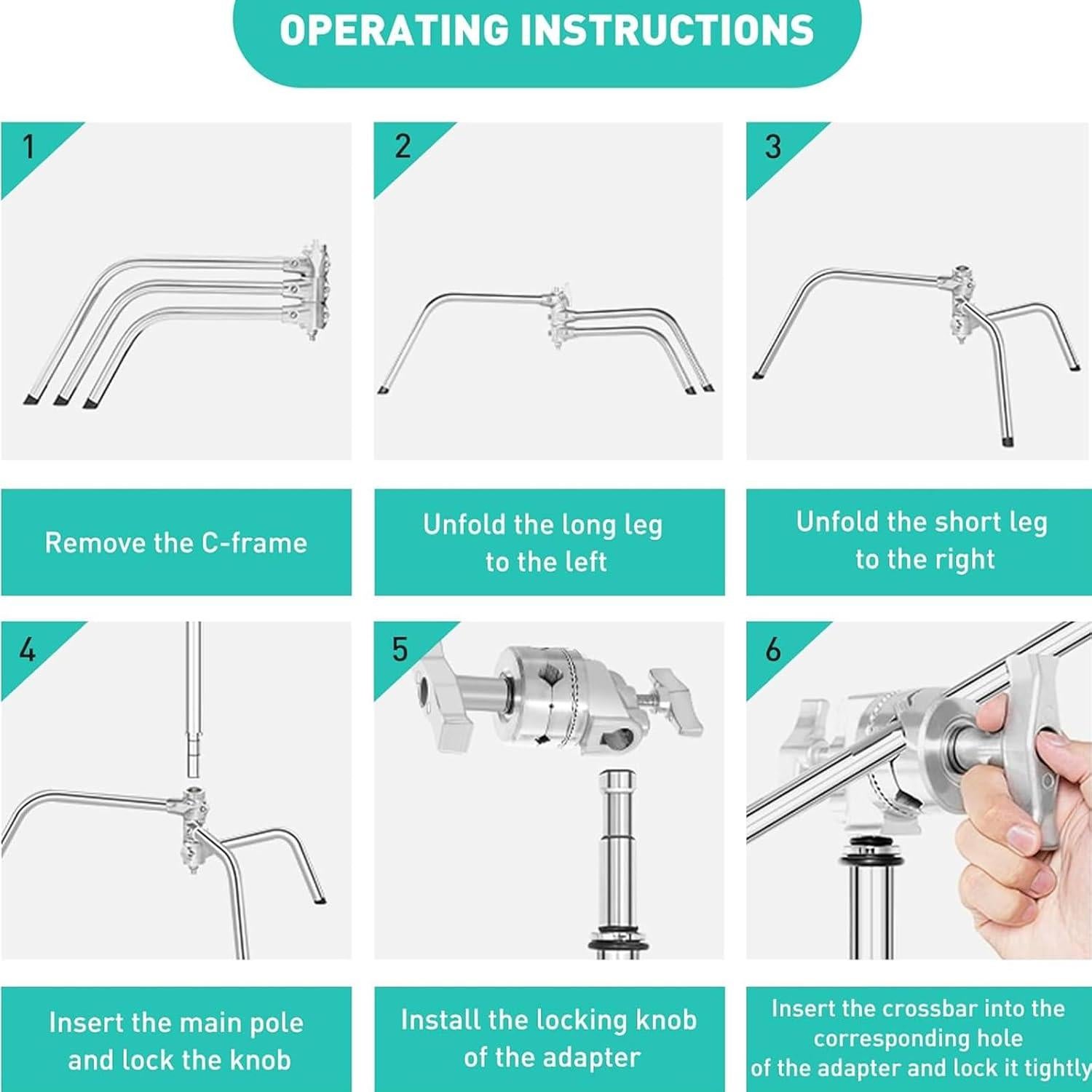 Soporte C de Acero Inoxidable Lapgood 330cm Ajustable con Brazo