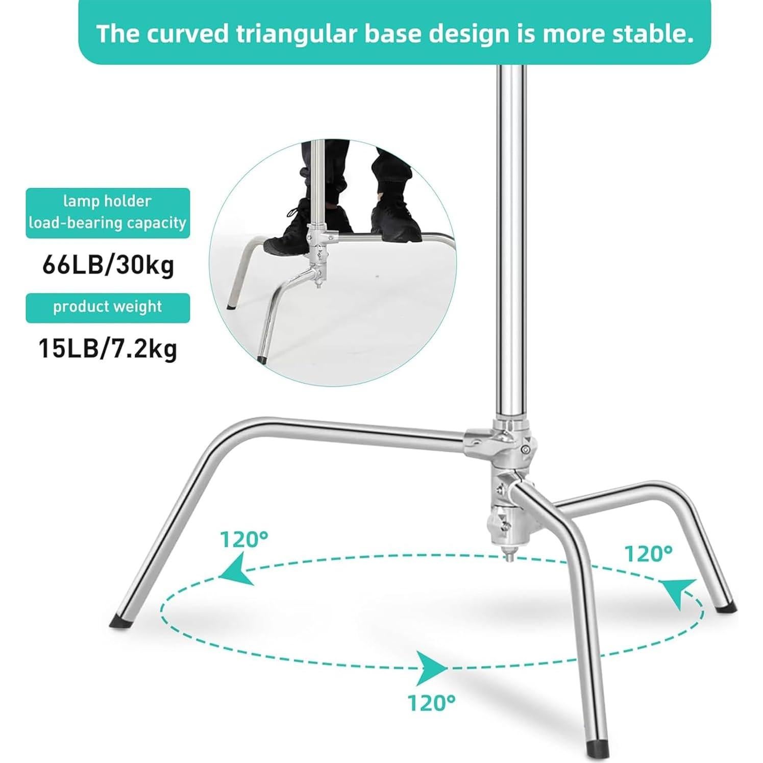 Soporte C de Acero Inoxidable Lapgood 330cm Ajustable con Brazo