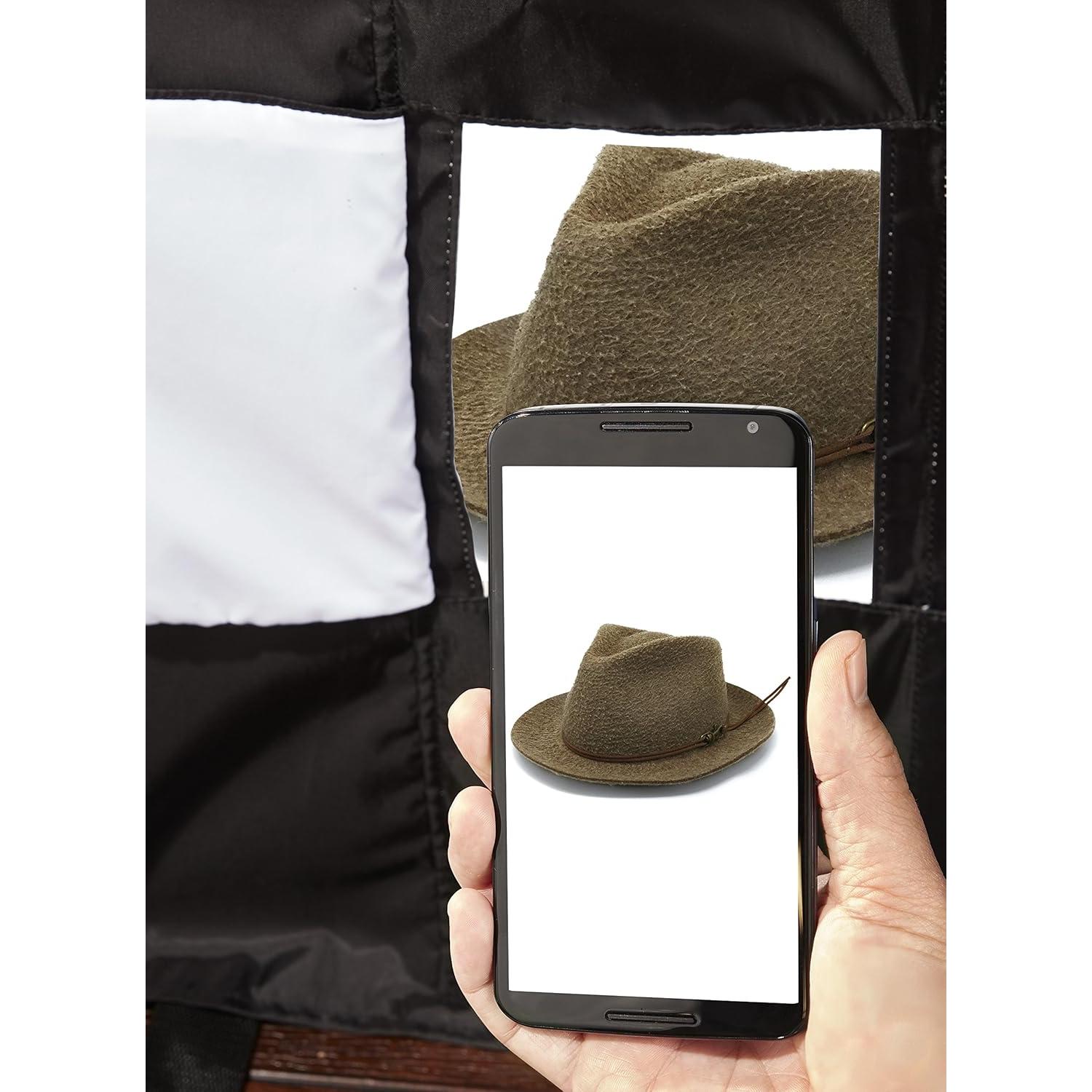 Amazon Basics Light Box Photography, 25 x 30 x 25 Inches Large Portable Foldable Photo Studio Box with LED Light, 1 Piece, Black