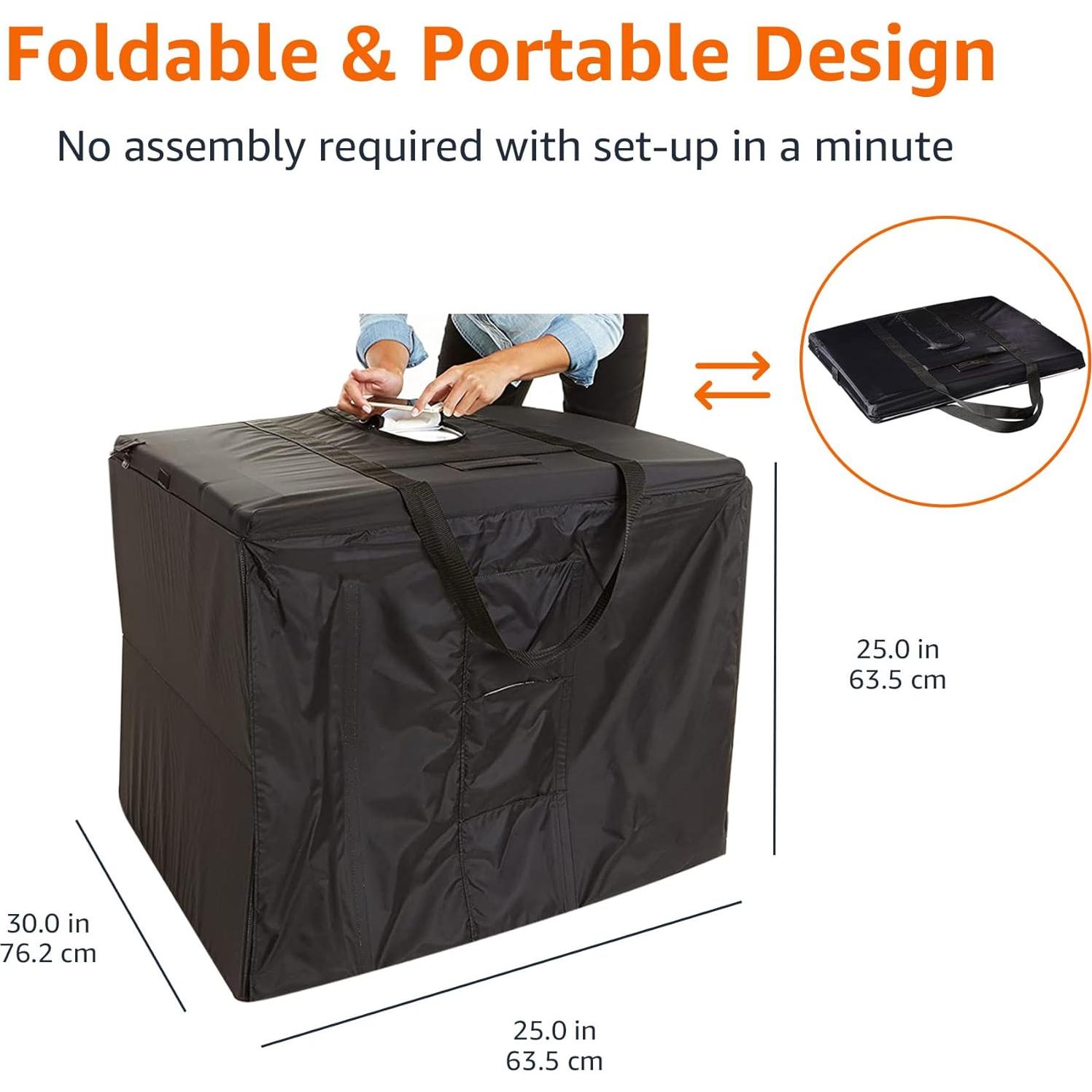 Amazon Basics Light Box Photography, 25 x 30 x 25 Inches Large Portable Foldable Photo Studio Box with LED Light, 1 Piece, Black
