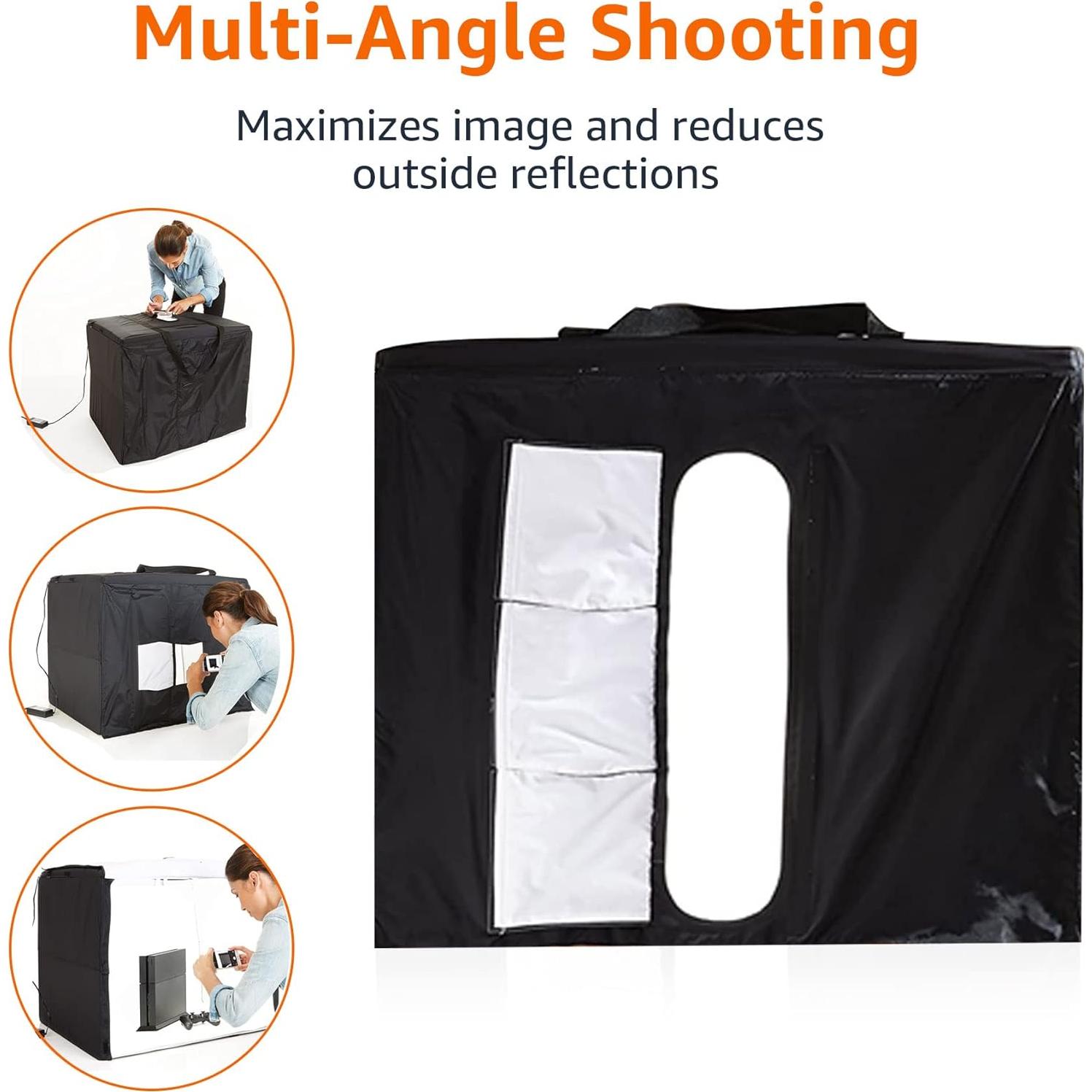 Amazon Basics Light Box Photography, 25 x 30 x 25 Inches Large Portable Foldable Photo Studio Box with LED Light, 1 Piece, Black