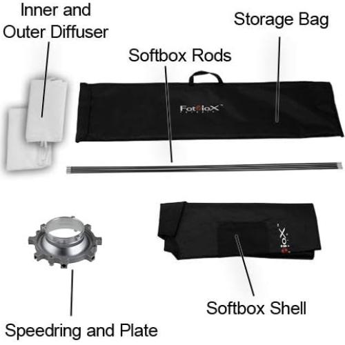 Softbox Fotodiox Pro 81x122 cm con Rejilla para Estudio