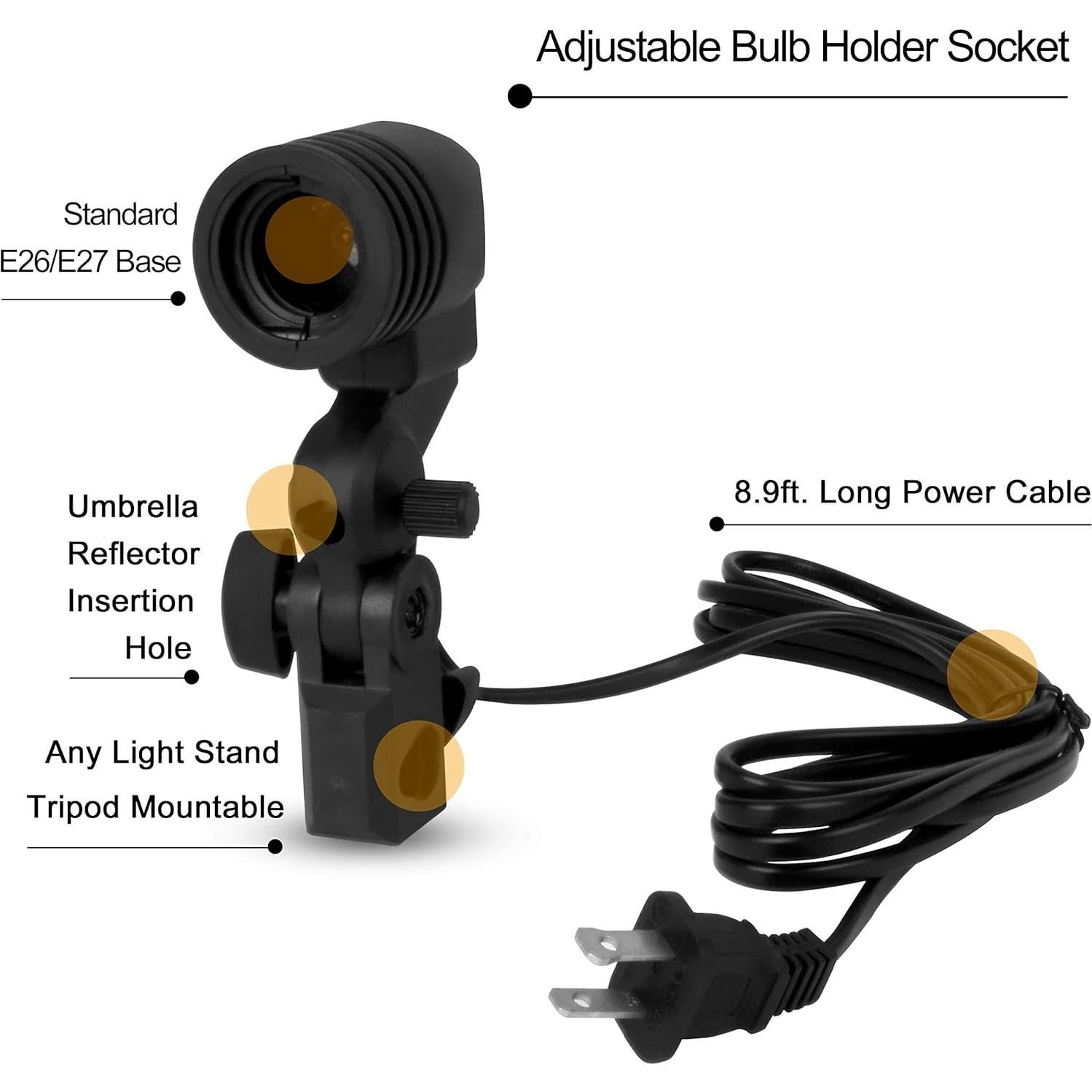 Soporte de Bombilla EMART E26/E27 Ajustable 180° - 2 Piezas