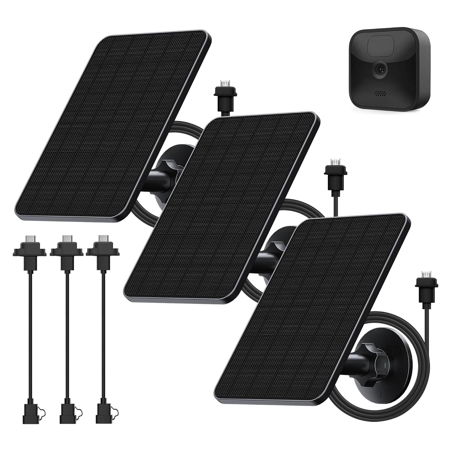 Panel Solar Rhorawill 3 Pack 5V 4W para Cámaras Blink Outdoor