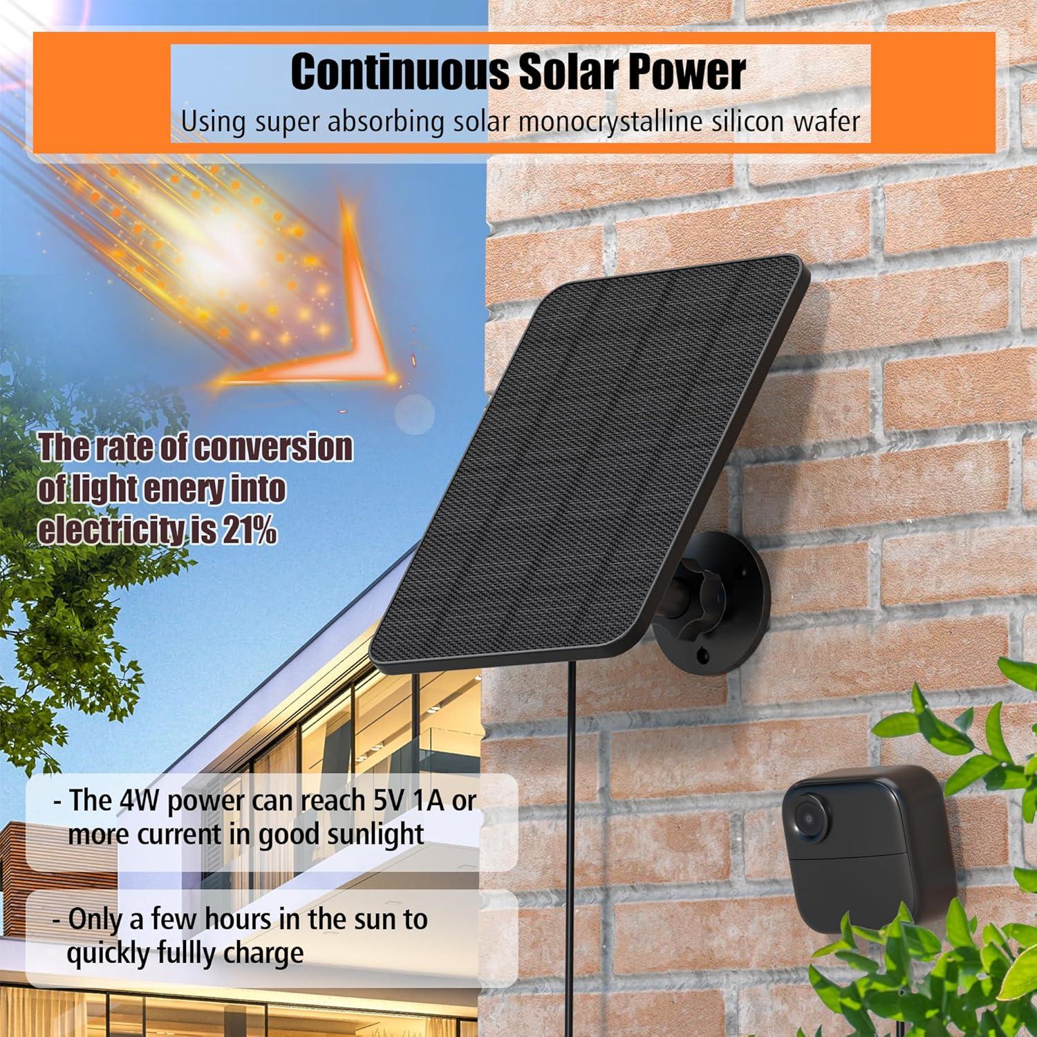 Panel Solar Rhorawill 3 Pack 5V 4W para Cámaras Blink Outdoor