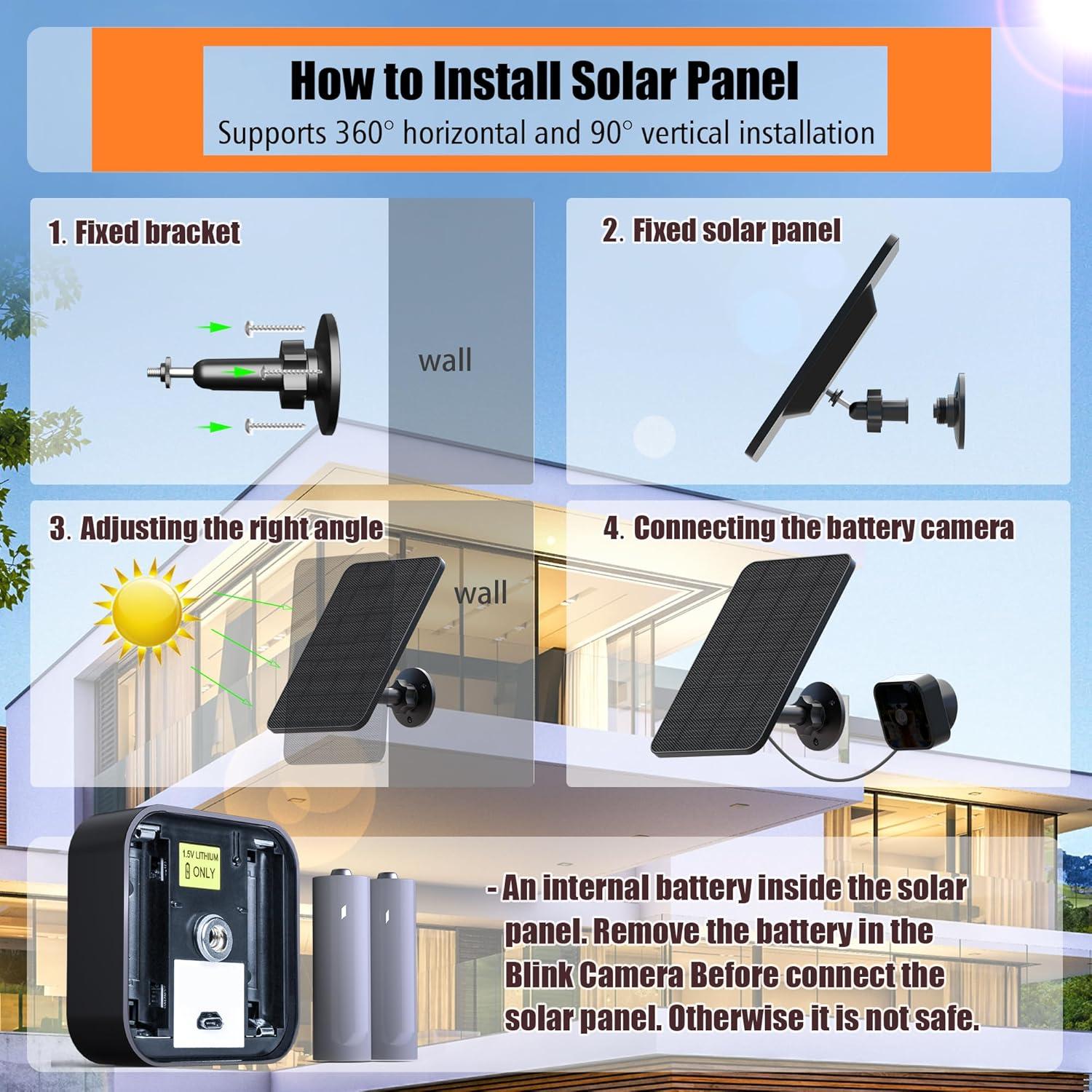 Panel Solar Rhorawill 3 Pack 5V 4W para Cámaras Blink Outdoor