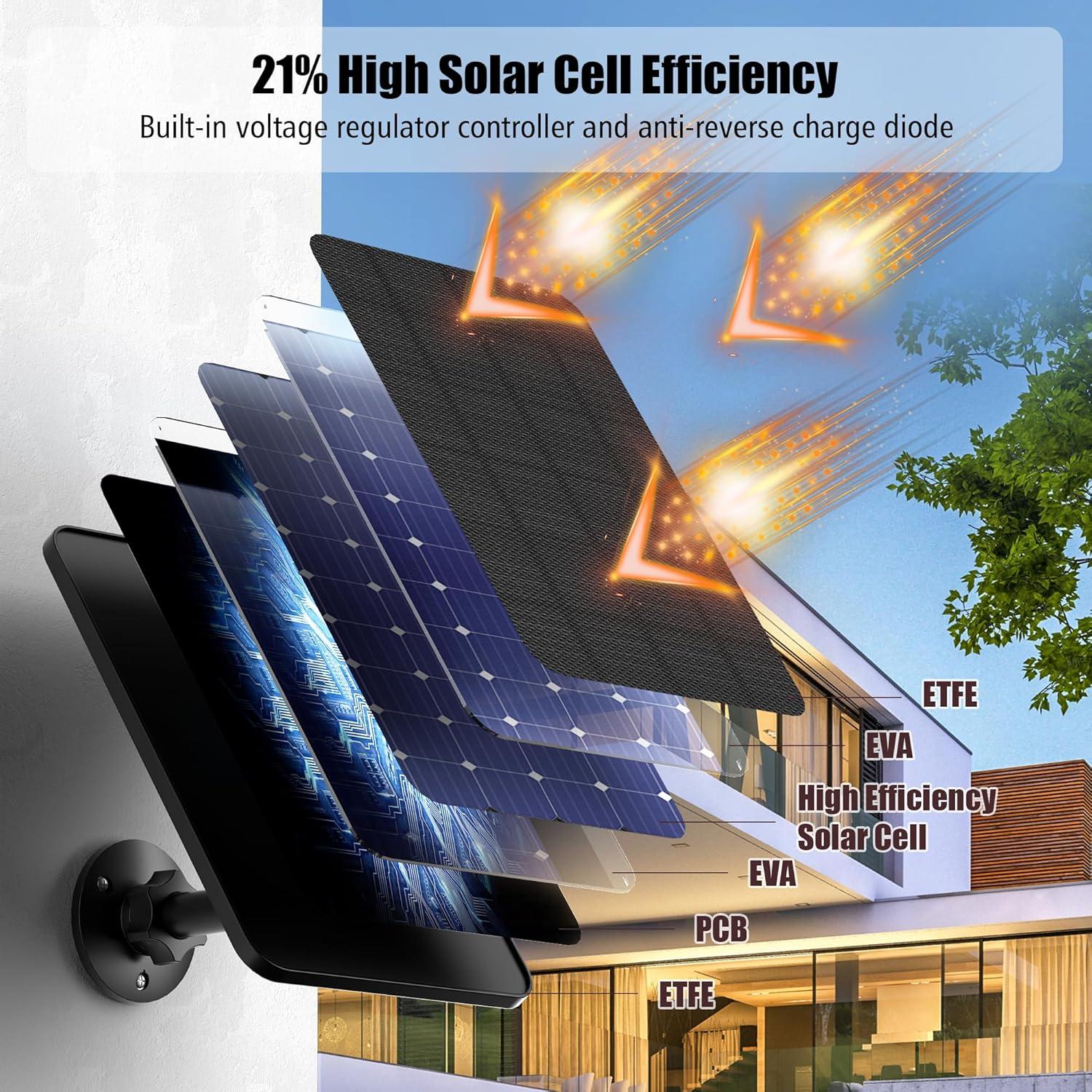Panel Solar Rhorawill 3 Pack 5V 4W para Cámaras Blink Outdoor