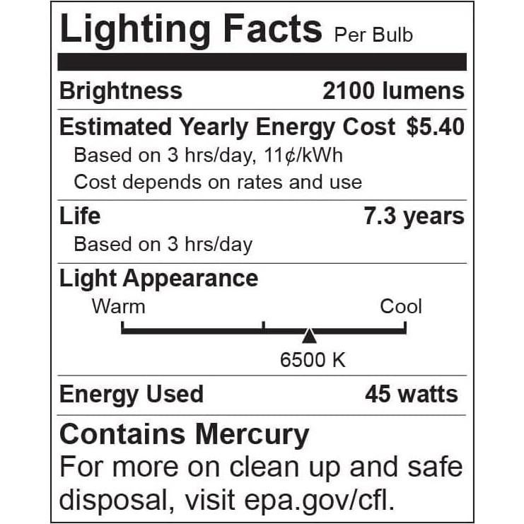 Bombillas CFL LimoStudio 45W Luz Diurna 5500K 2300 Lúmenes - 6 Pzas