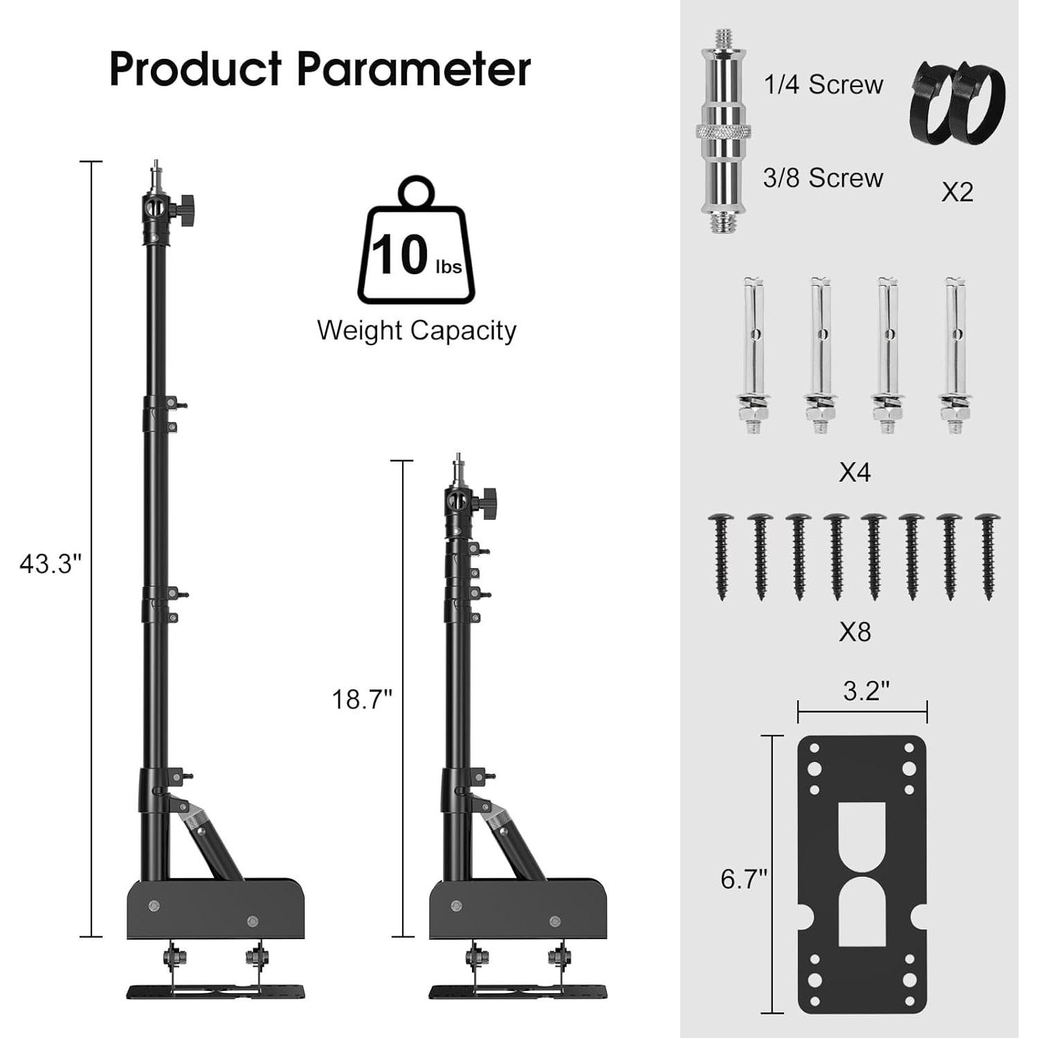 Brazo de Soporte para Luz de Anillo Fasonic 110 cm Ajustable
