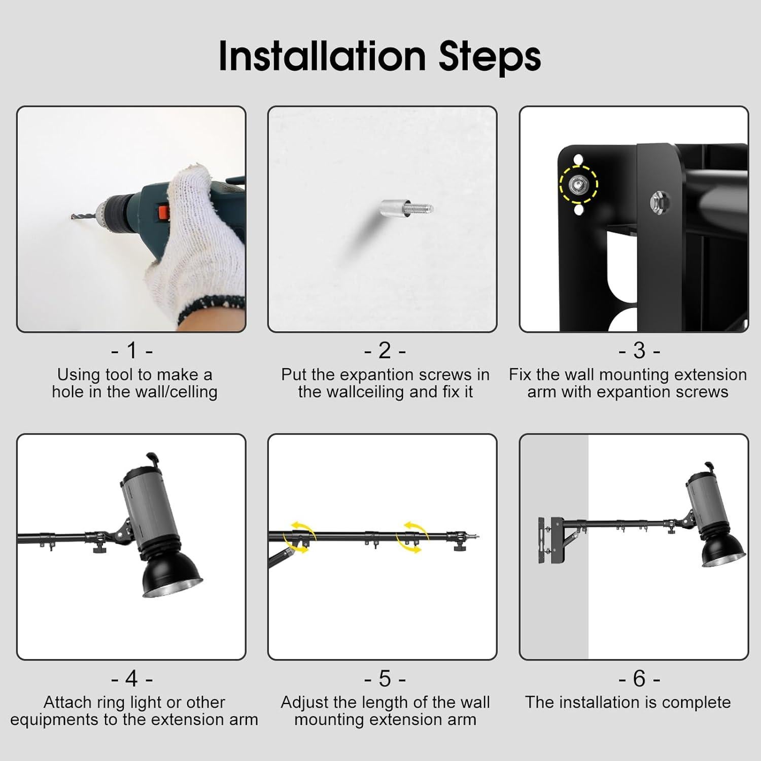 Brazo de Soporte para Luz de Anillo Fasonic 110 cm Ajustable