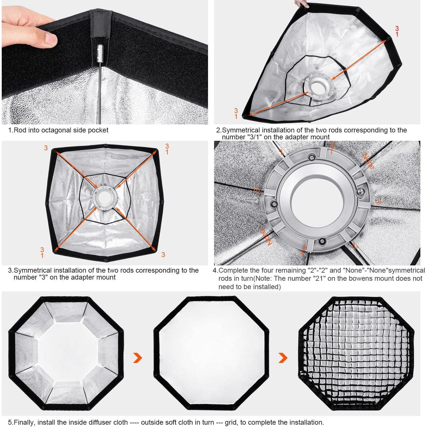 Softbox Octagonal Godox 95cm con Rejilla y Montura Bowens