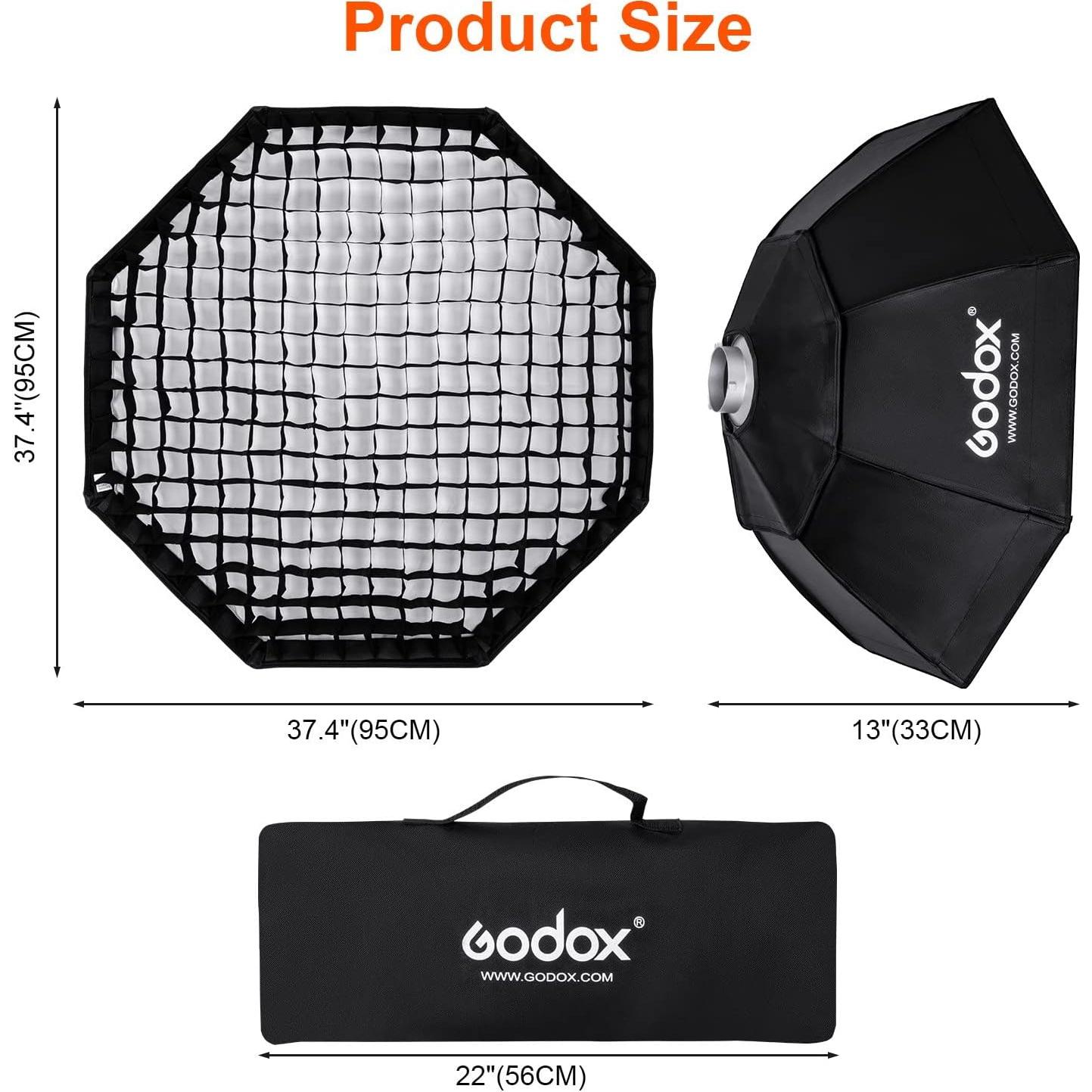 Softbox Octagonal Godox 95cm con Rejilla y Montura Bowens