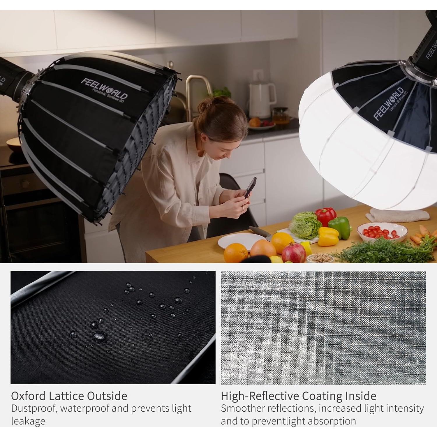 Softbox Parabólico FEELWORLD FSP60 V2 60cm para Luces Bowens