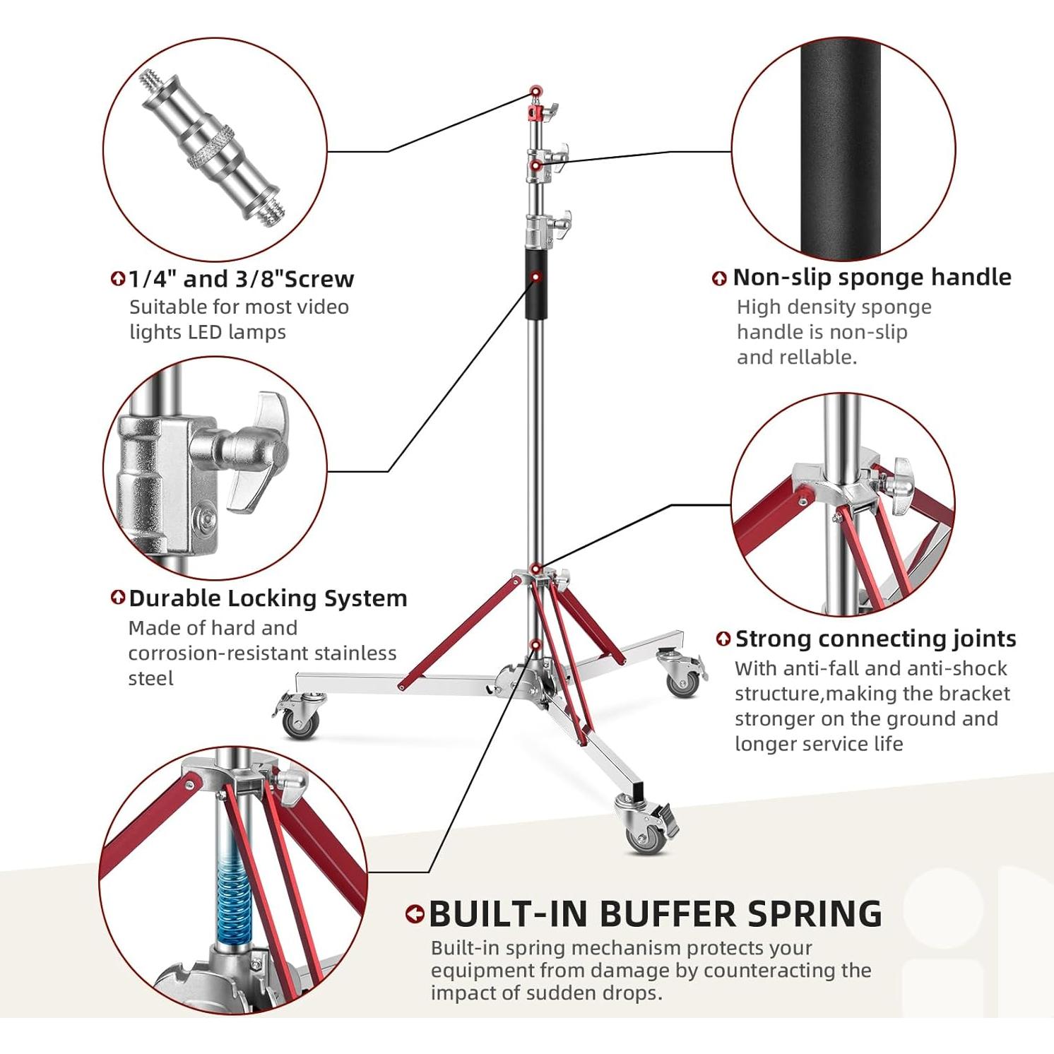 Soporte C-Stand Ajustable SAVWAY 10ft (305cm) con Ruedas