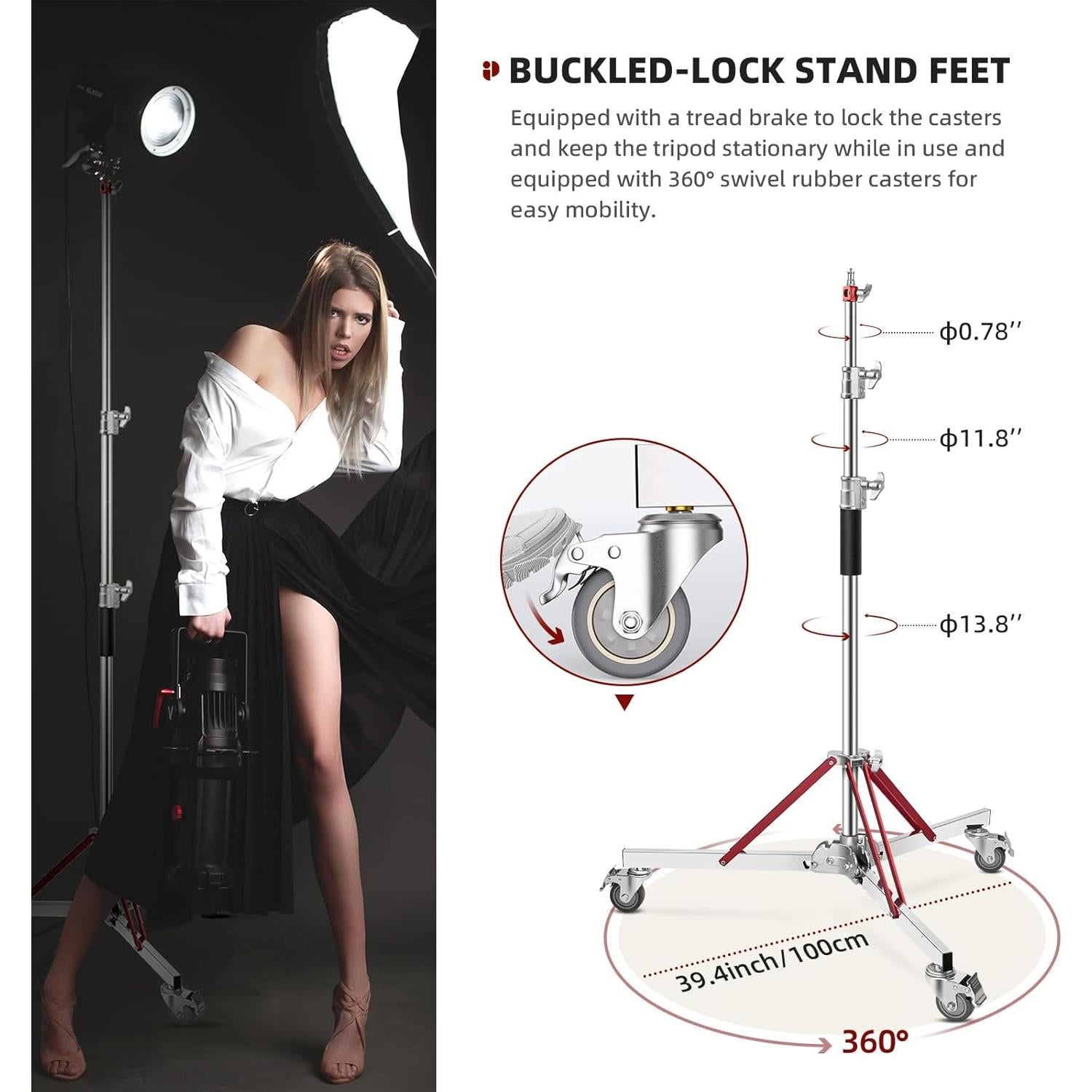 Soporte C-Stand Ajustable SAVWAY 10ft (305cm) con Ruedas