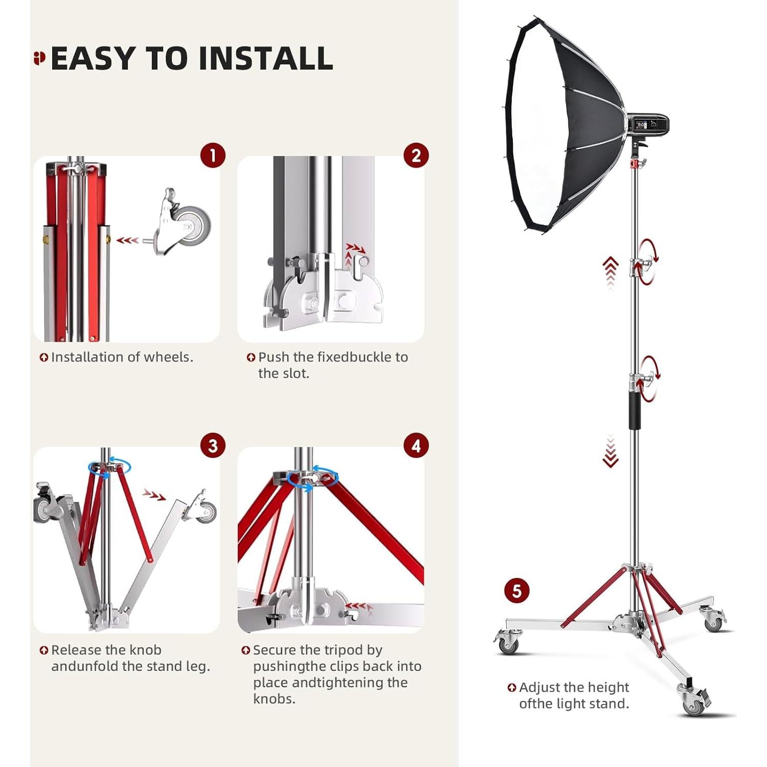 Soporte C-Stand Ajustable SAVWAY 10ft (305cm) con Ruedas