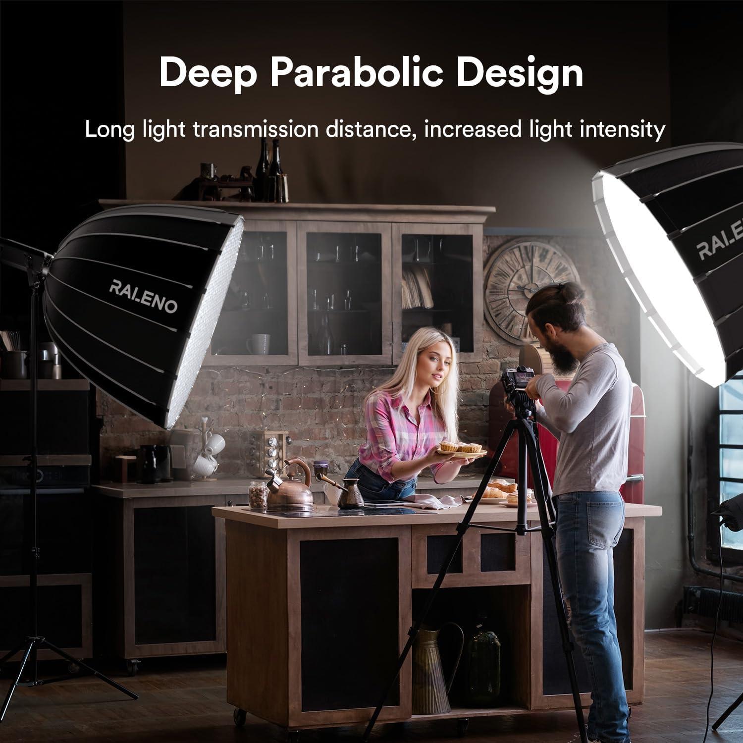 Softbox Parabólico RALENO 90cm con Rejilla y Bolsa de Transporte