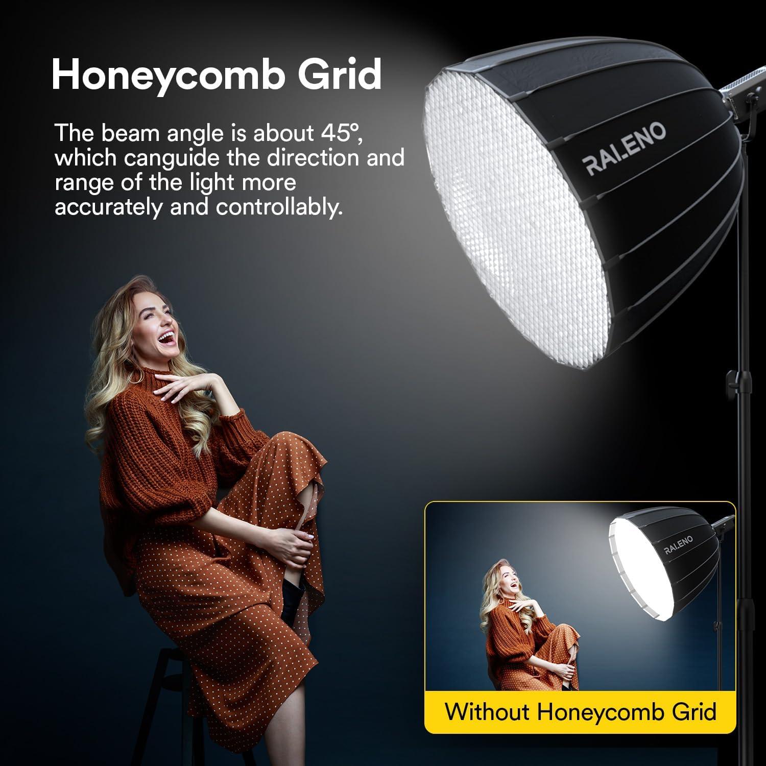 Softbox Parabólico RALENO 90cm con Rejilla y Bolsa de Transporte