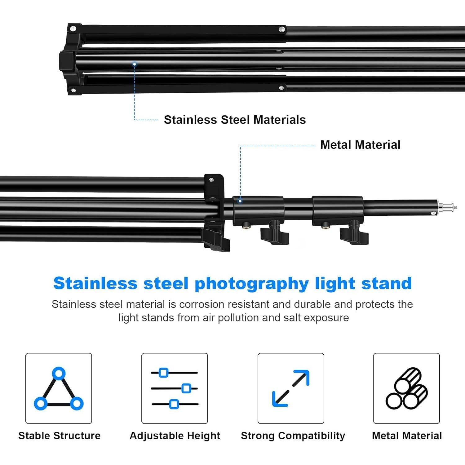 Soporte de Luz de Aluminio 2Pack 2.8m Ajustable 10KG