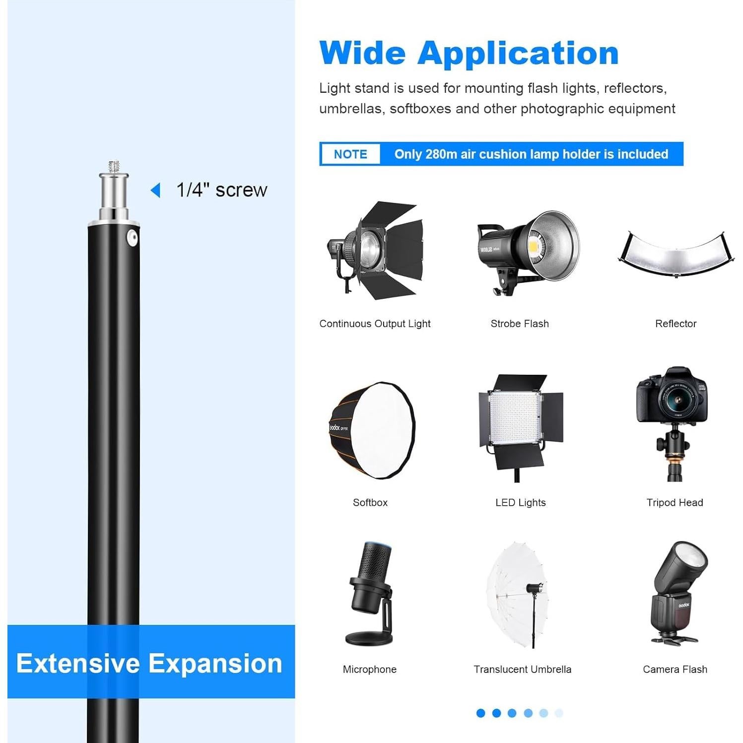 Soporte de Luz de Aluminio 2Pack 2.8m Ajustable 10KG