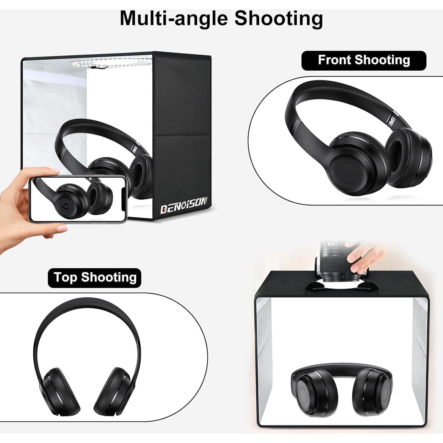 Light Box Photography - 12"x12" Portable Shooting Tent with 120 LEDs & 6 Backdrops for Jewelry & Small Product Photography