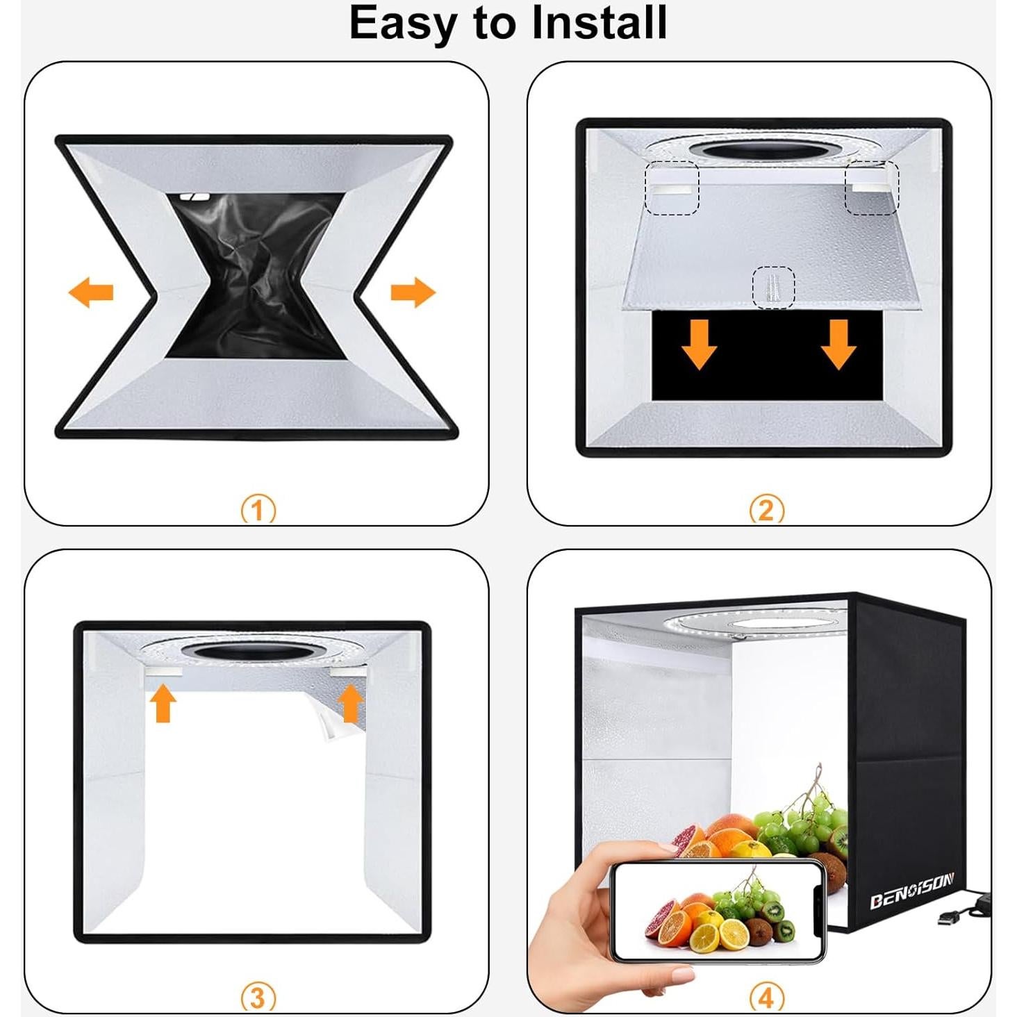 Light Box Photography - 12"x12" Portable Shooting Tent with 120 LEDs & 6 Backdrops for Jewelry & Small Product Photography