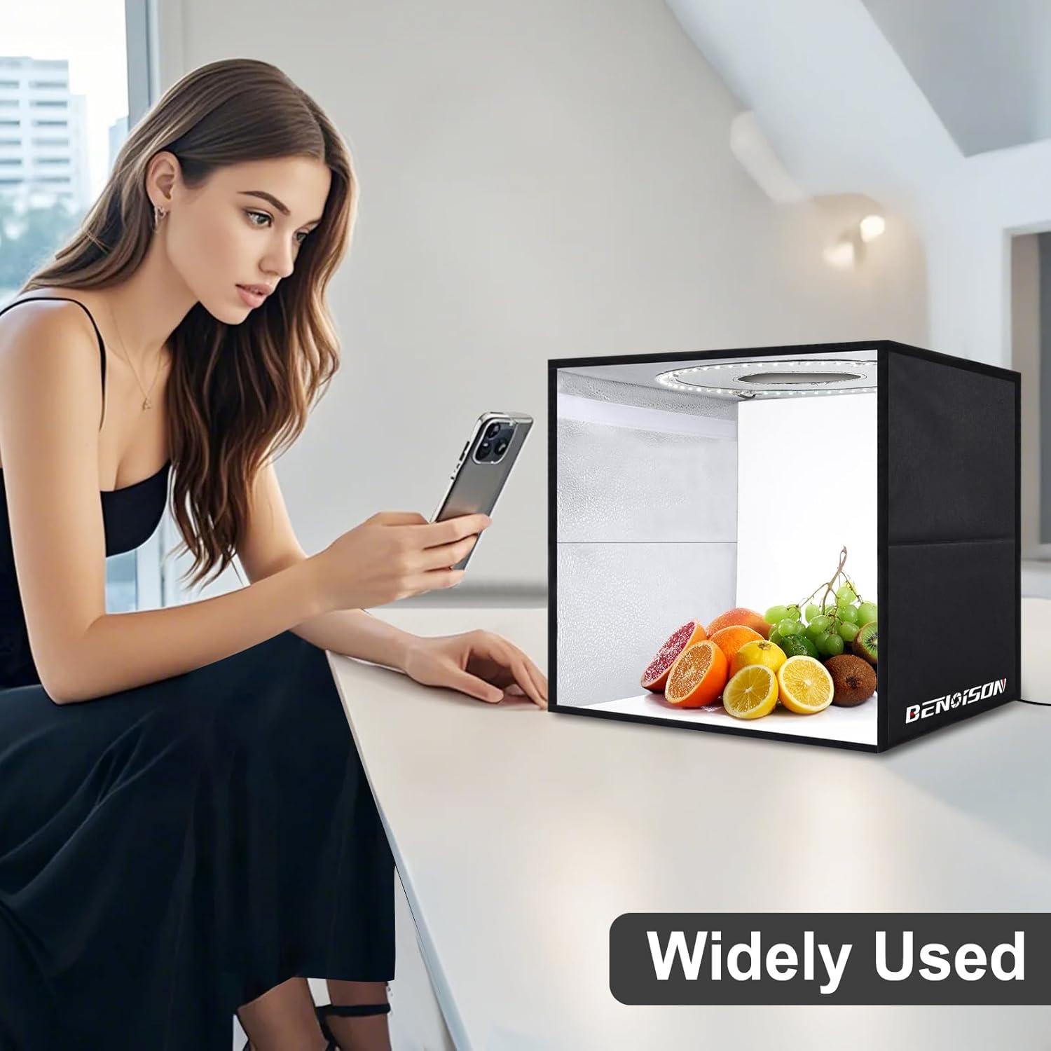 Light Box Photography - 12"x12" Portable Shooting Tent with 120 LEDs & 6 Backdrops for Jewelry & Small Product Photography