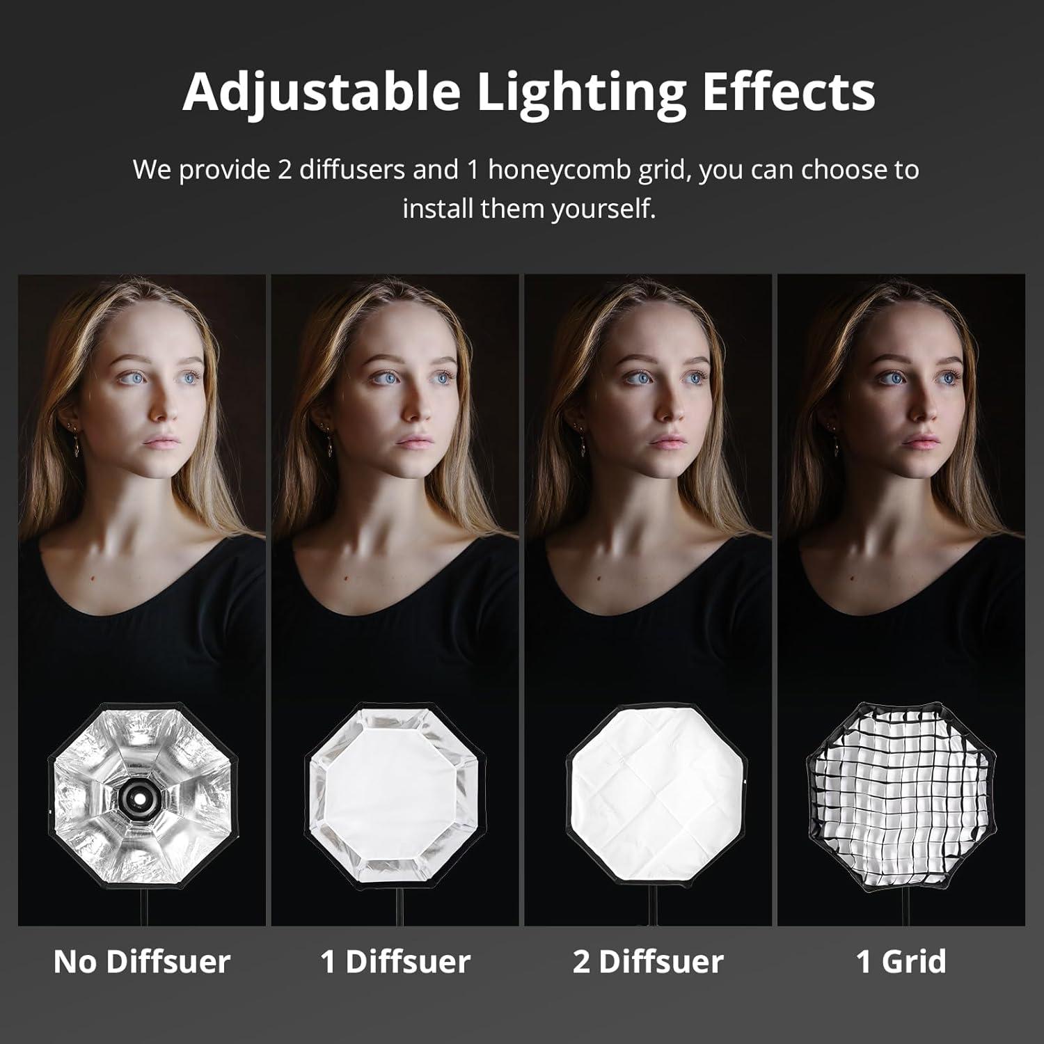 Softbox Octagonal 65cm GVM con Difusores y Bolsa de Transporte