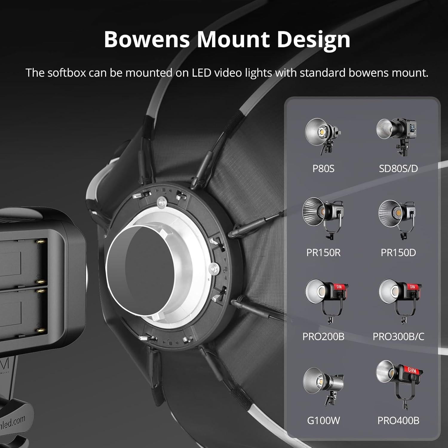 Softbox Octagonal 65cm GVM con Difusores y Bolsa de Transporte