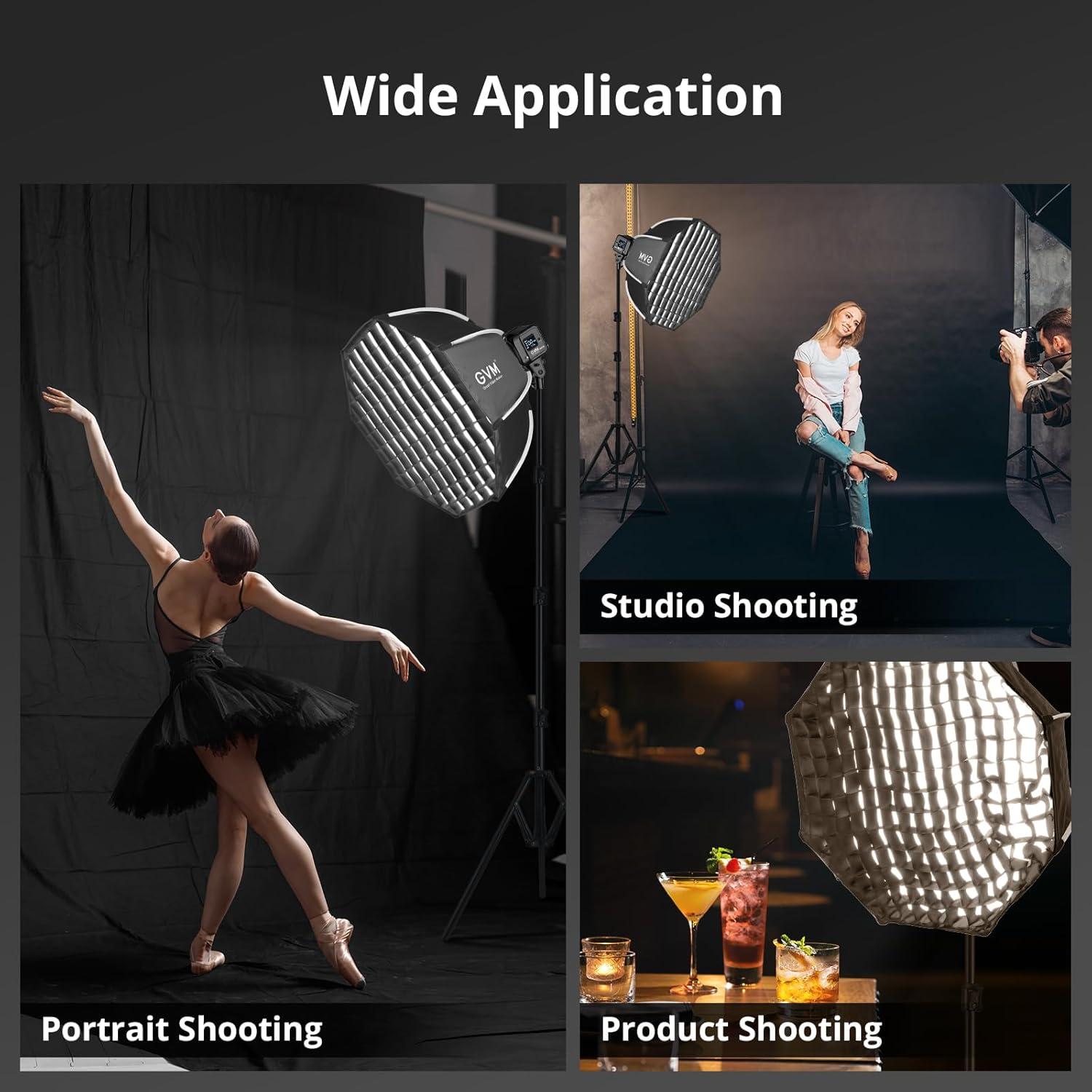 Softbox Octagonal 65cm GVM con Difusores y Bolsa de Transporte