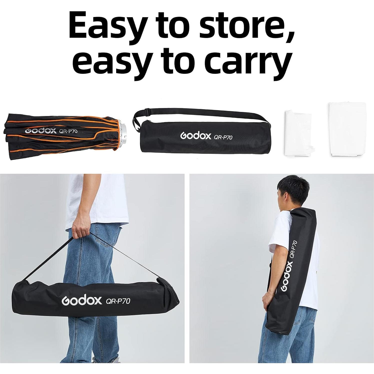 Godox QR-P70 27in 70cm Deep Parabolic Softbox Quick Release Compatible Bowens Mount Softbox with Grid, Carrying Bag for Photography Studio Portrait Video Shooting (27in / 70cm)