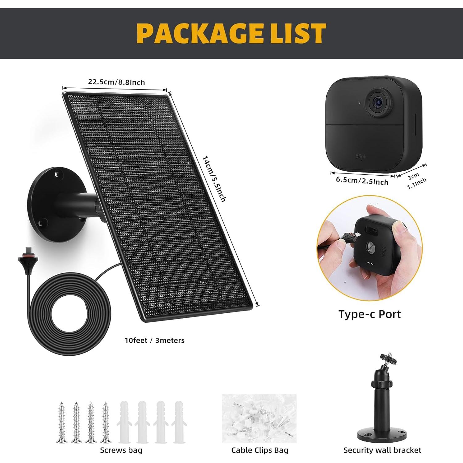 Panel Solar Kagtlta 4.5W para Cámara Blink Outdoor 4