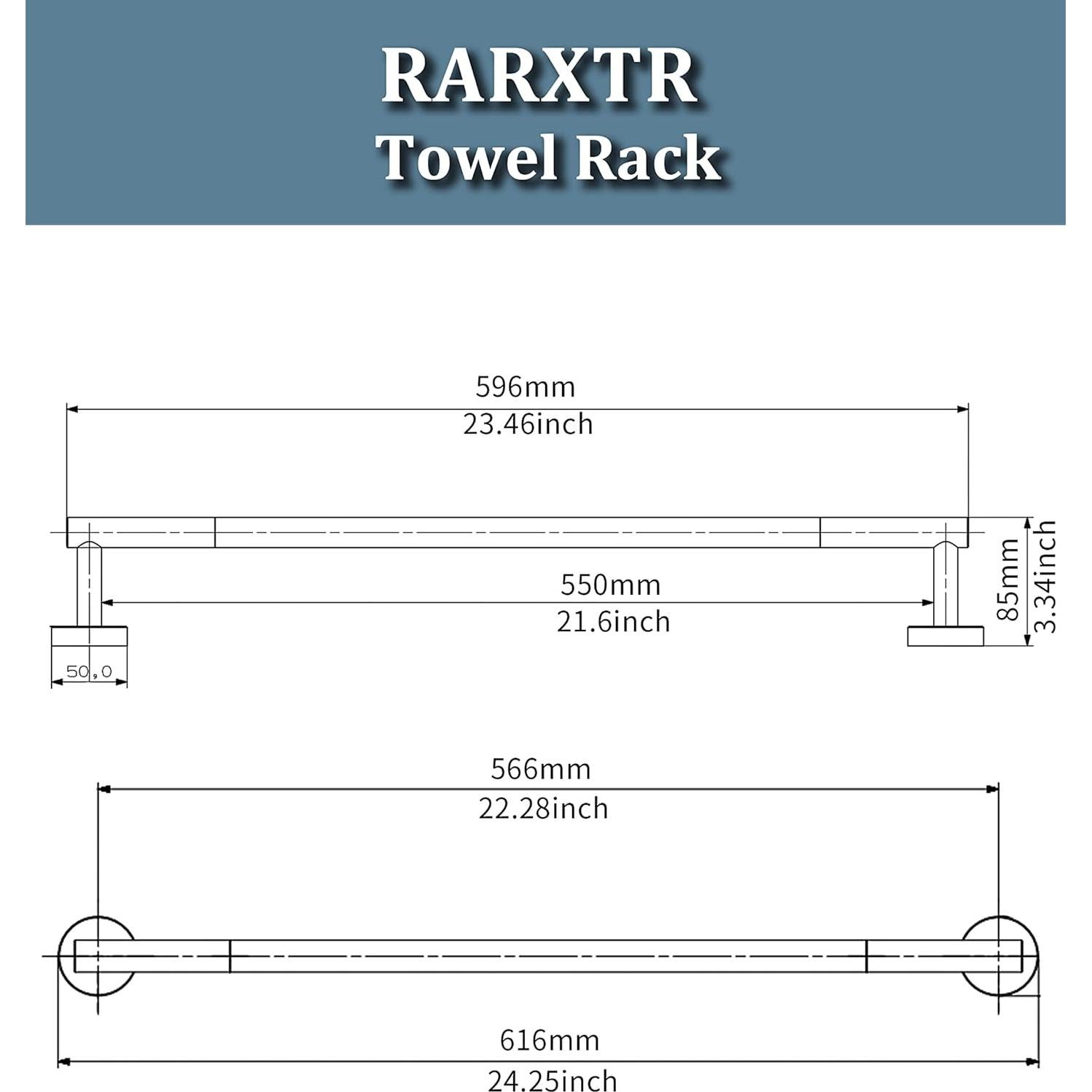 Barra de Toalla RARXTR 60 cm Acero Inoxidable Negro Mate
