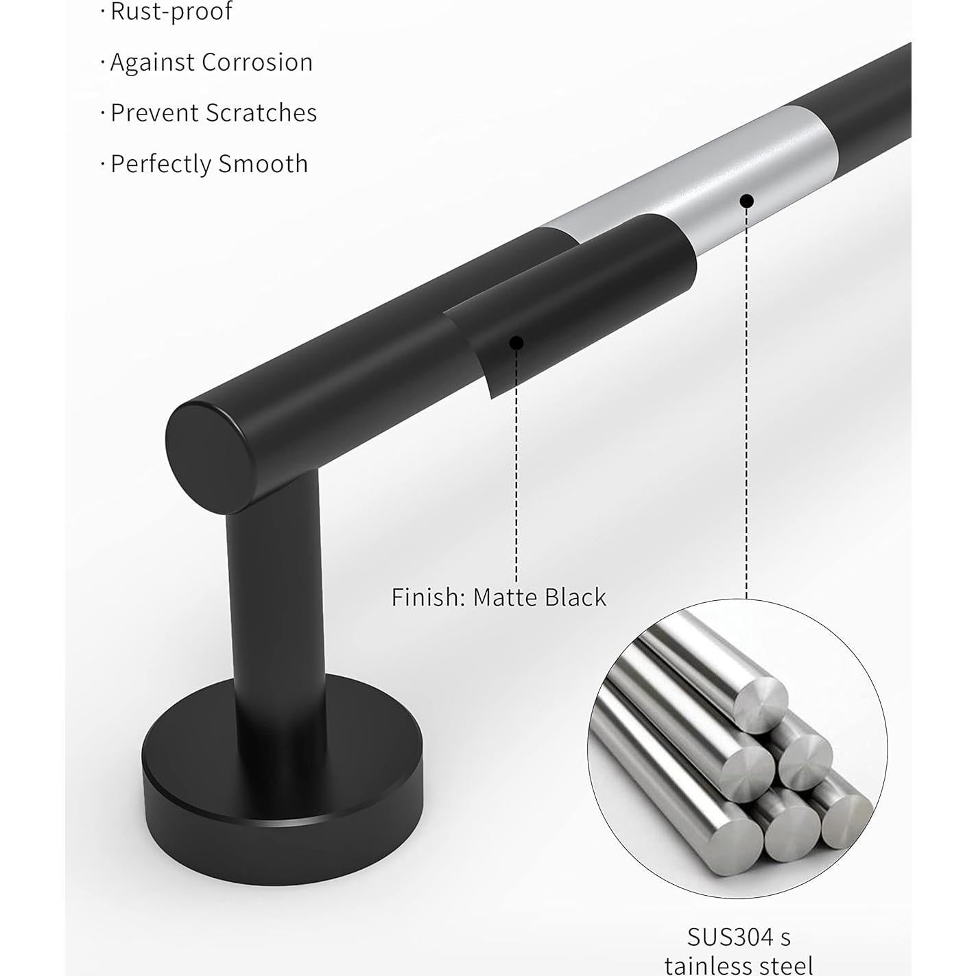Barra de Toalla RARXTR 60 cm Acero Inoxidable Negro Mate