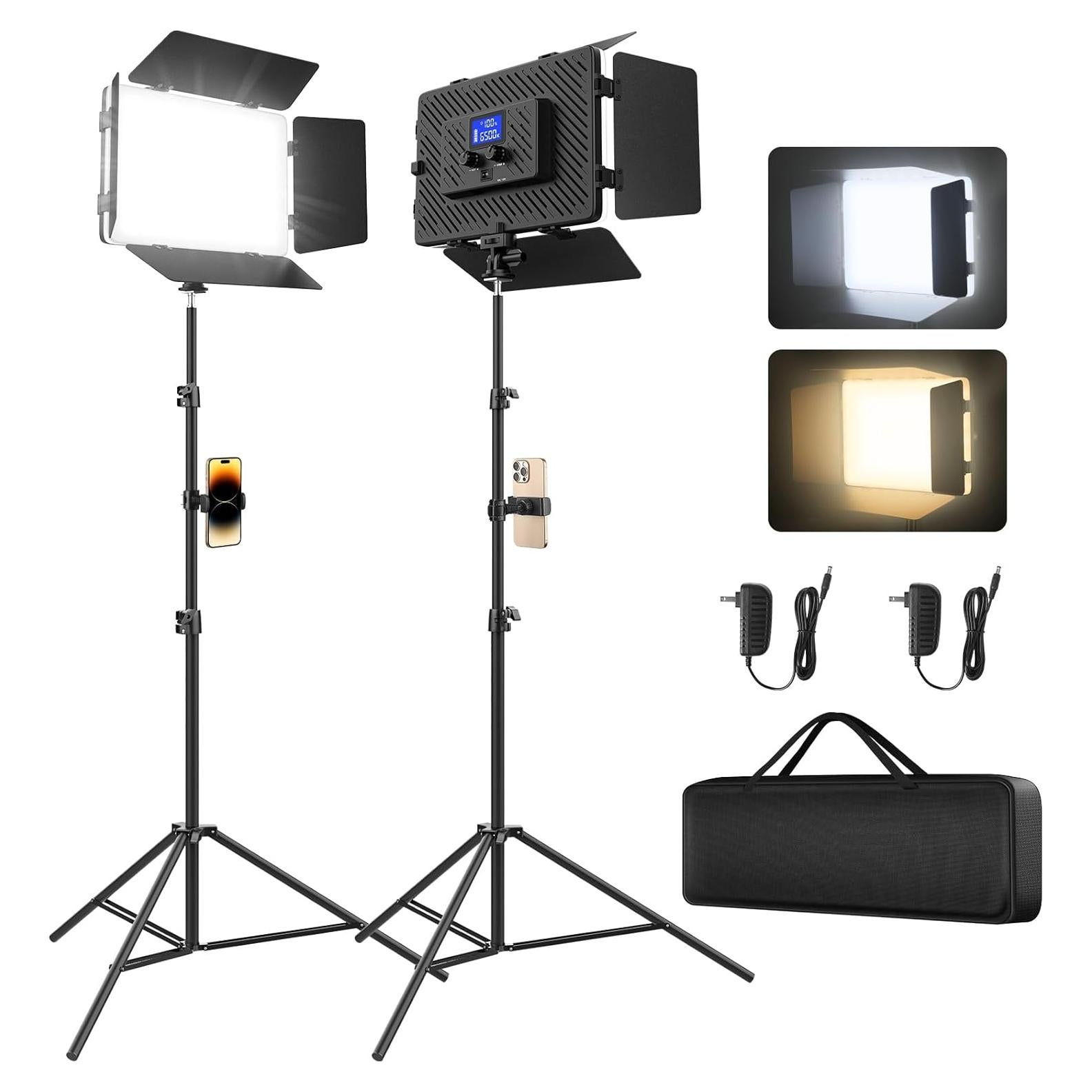 Kit de Iluminación LED Unicucp con 2 Paneles y Trípodes 200cm