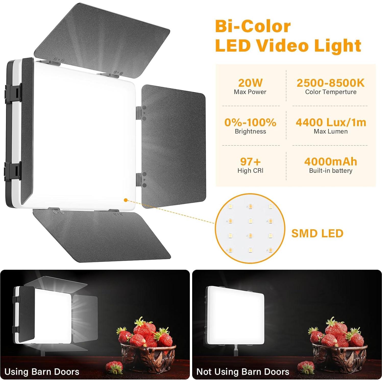 Kit de Iluminación LED Unicucp con 2 Paneles y Trípodes 200cm