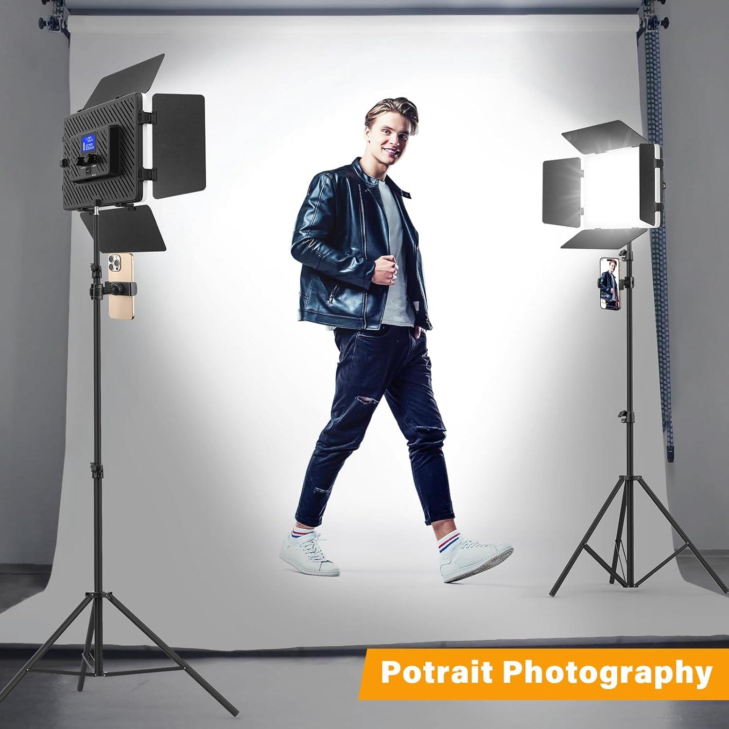 Kit de Iluminación LED Unicucp con 2 Paneles y Trípodes 200cm