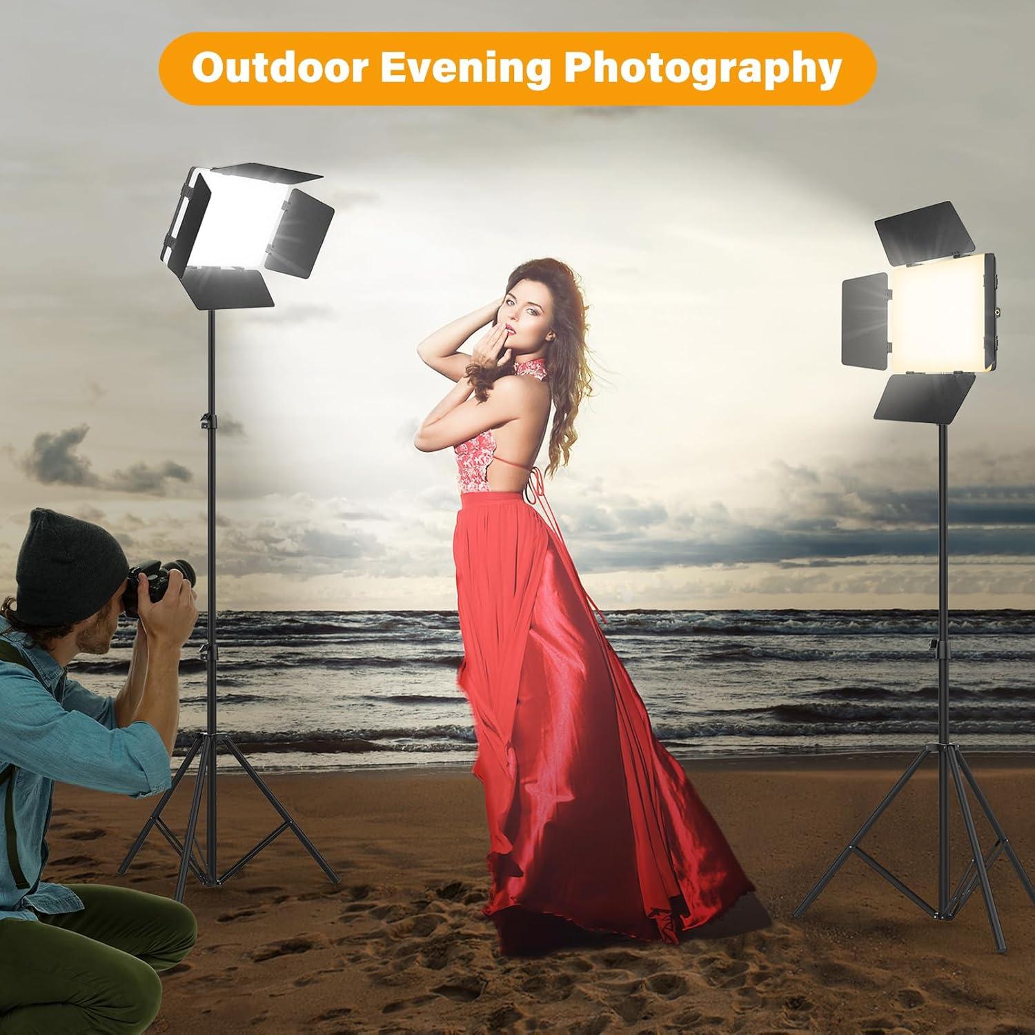 Kit de Iluminación LED Unicucp con 2 Paneles y Trípodes 200cm