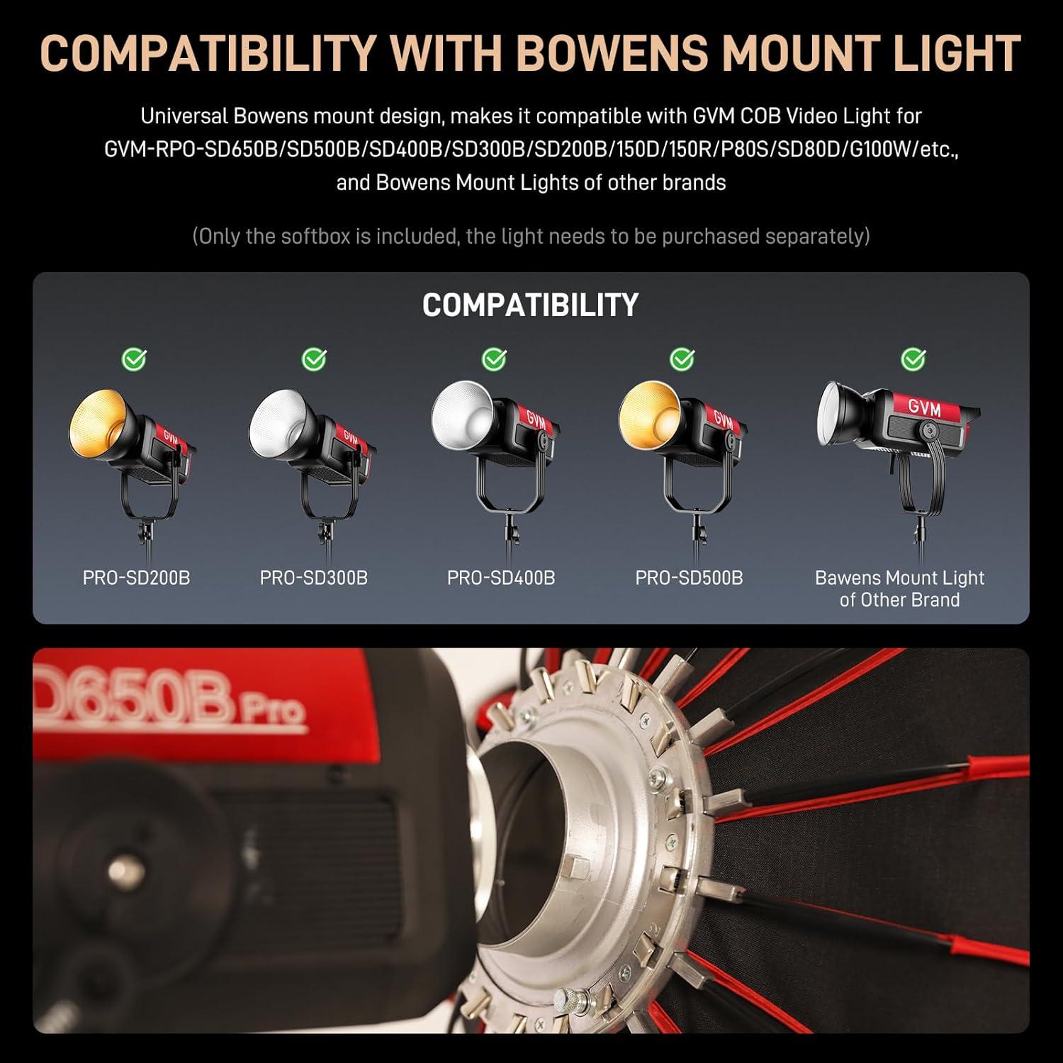 Softbox Parabólico GVM YG90SP 90cm Plegable con Difusores