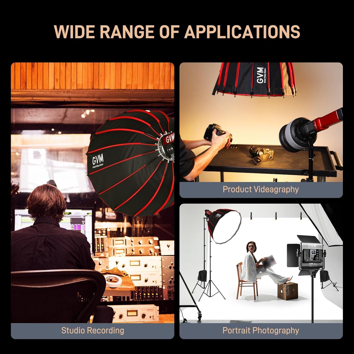 Softbox Parabólico GVM YG90SP 90cm Plegable con Difusores