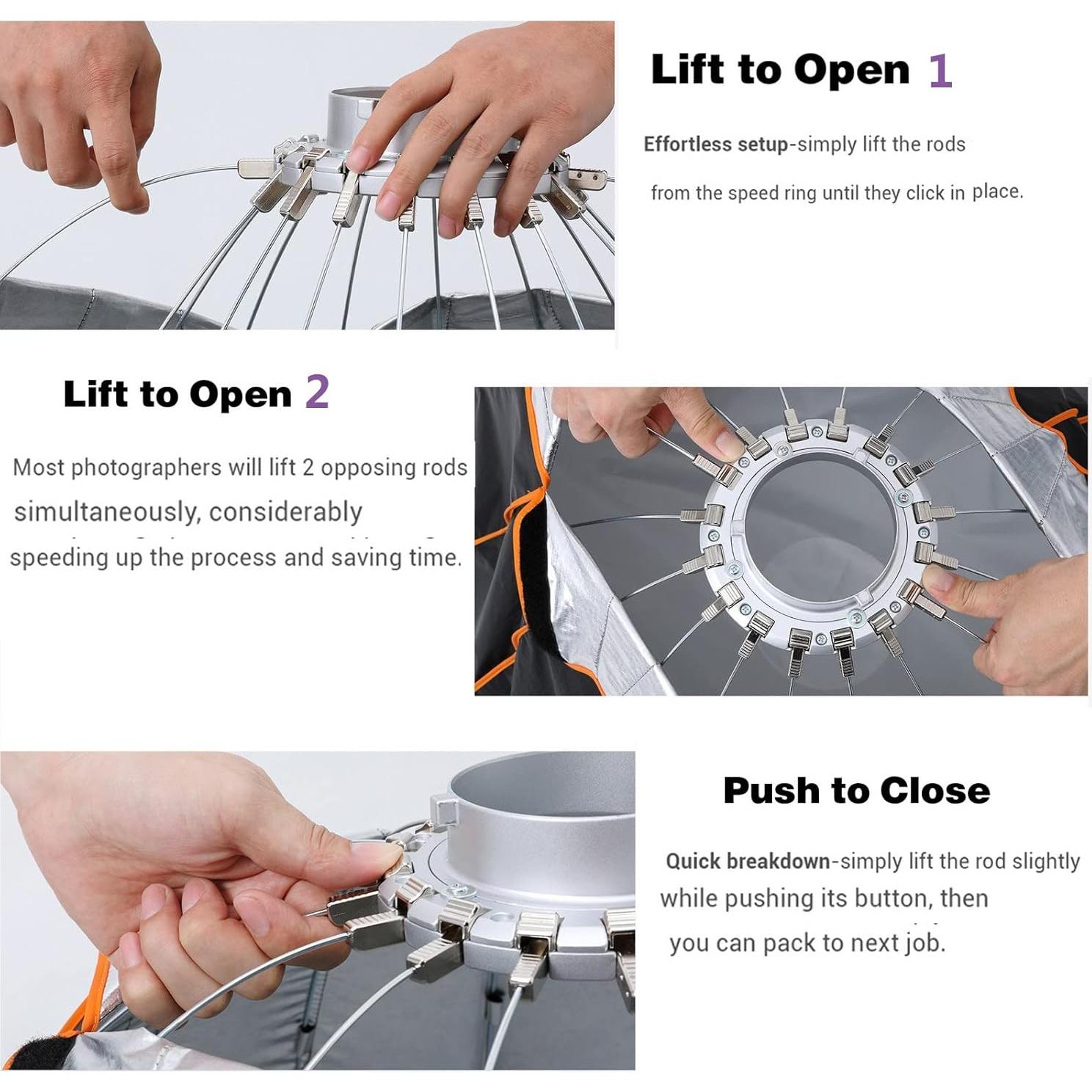 Softbox Parabólico Godox QR-P90 90cm con Difusor y Rejilla