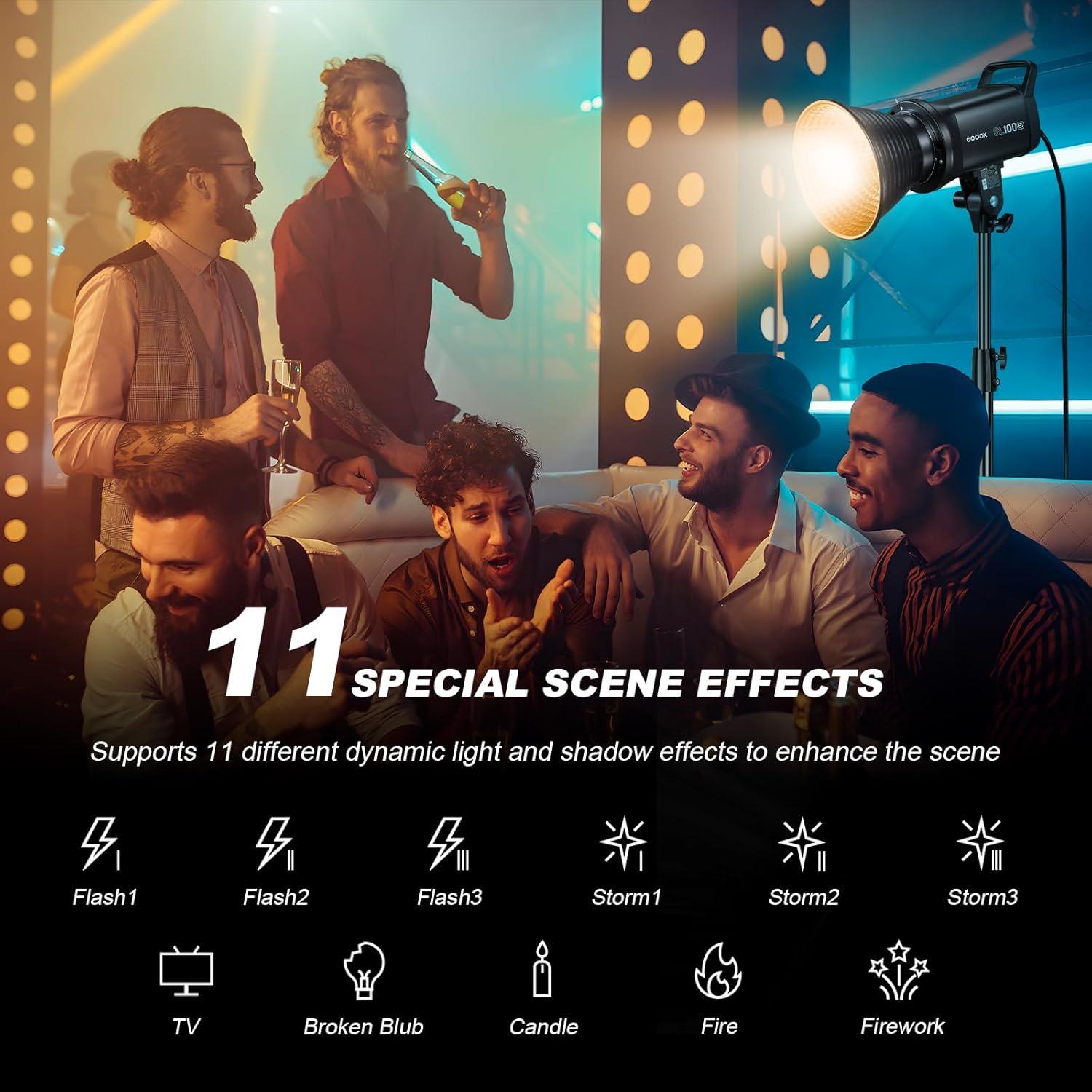 Godox 2PACK SL100Bi Professional COB LED Video Lighting Kit Bi Color Continuous Light Kit with 2*Light Stand 2* Softbox 1 * 5 in 1 Reflector 1*Carry Bag Studio Light for Photography Studio Shooting